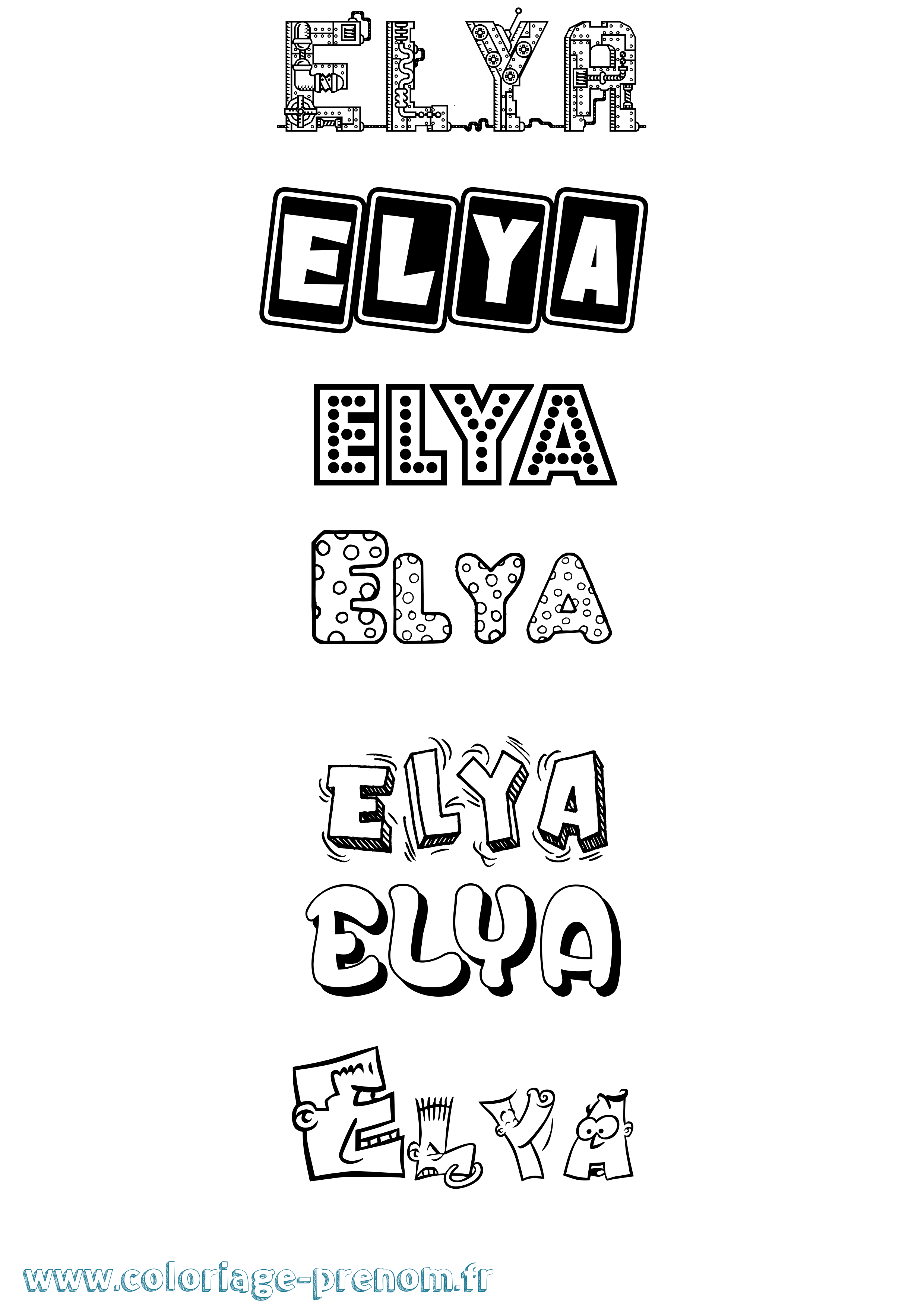 Coloriage Elya Coloriage prénom Elya