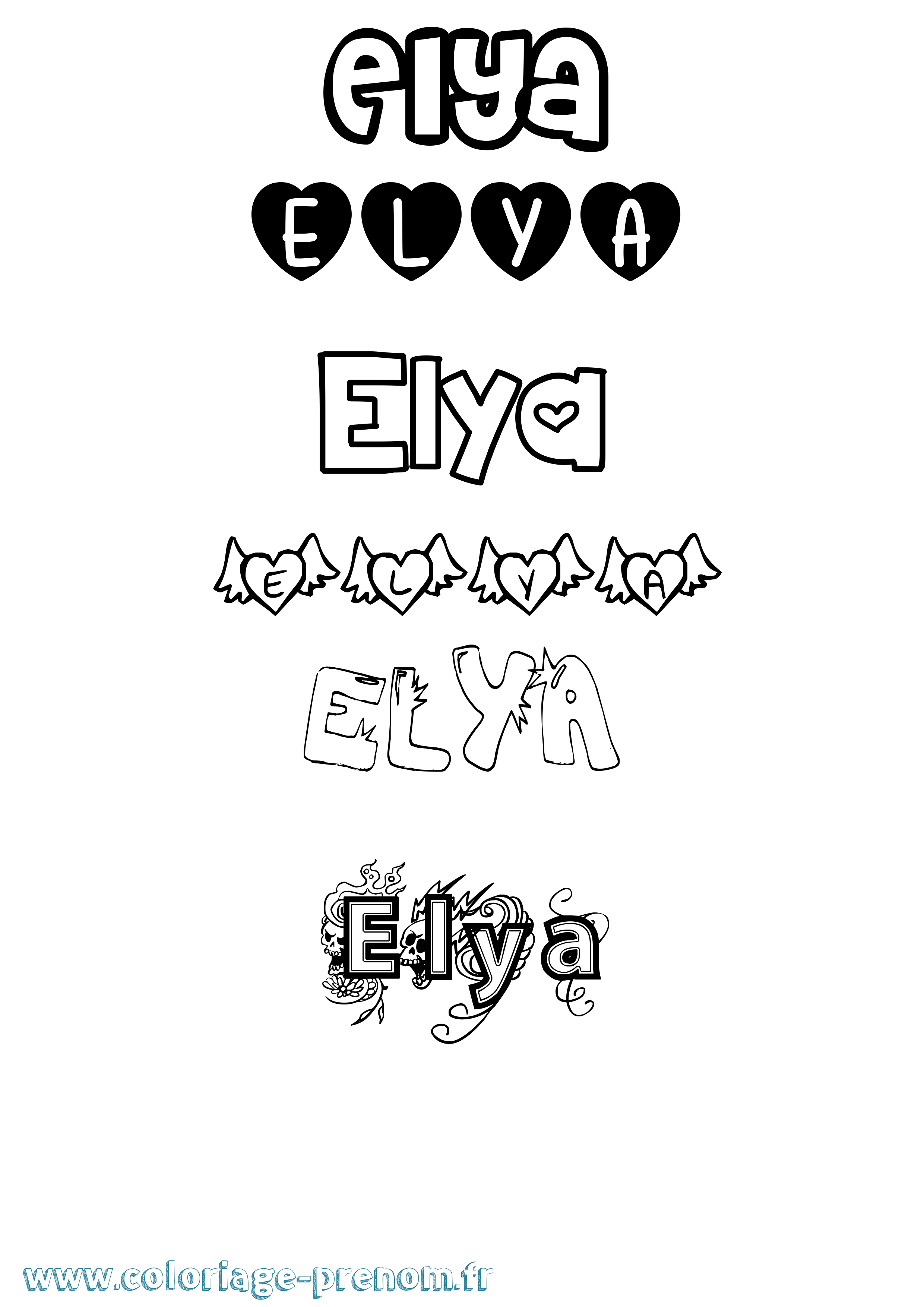 Coloriage Elya Coloriage prénom Elya