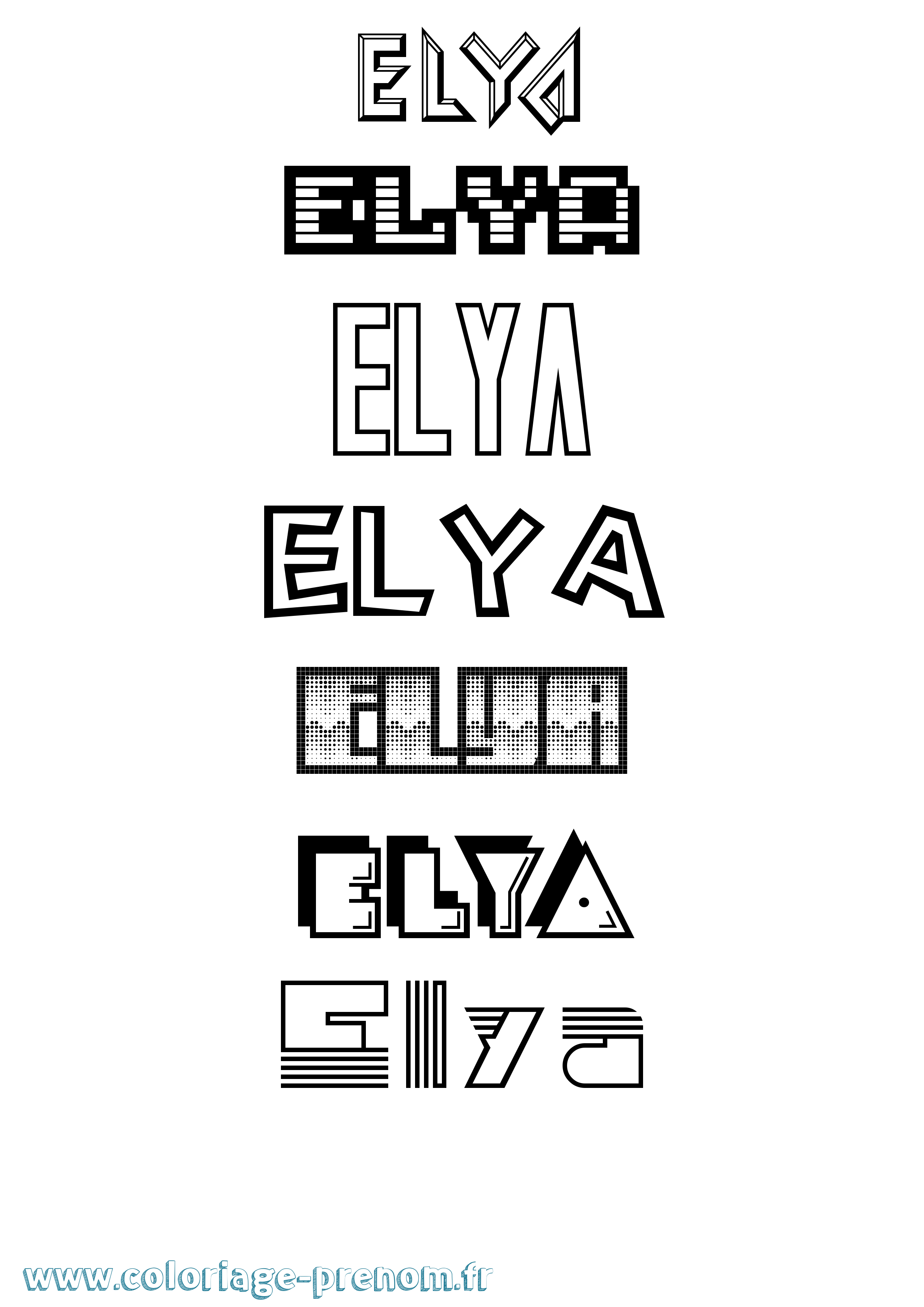 Coloriage Elya Coloriage prénom Elya