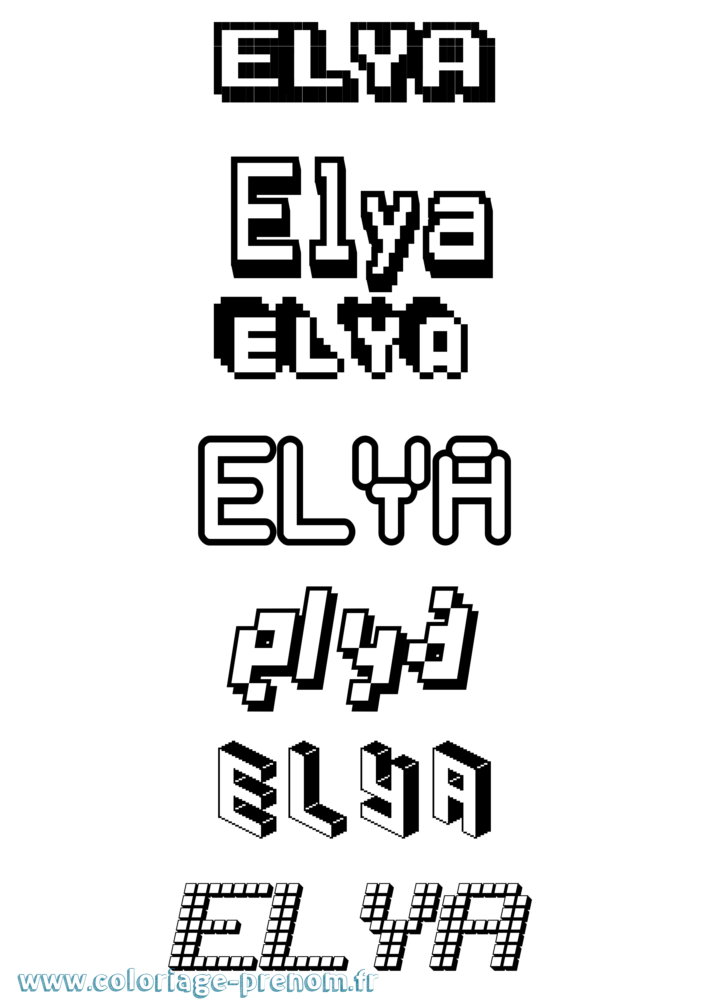 Coloriage Elya Coloriage prénom Elya