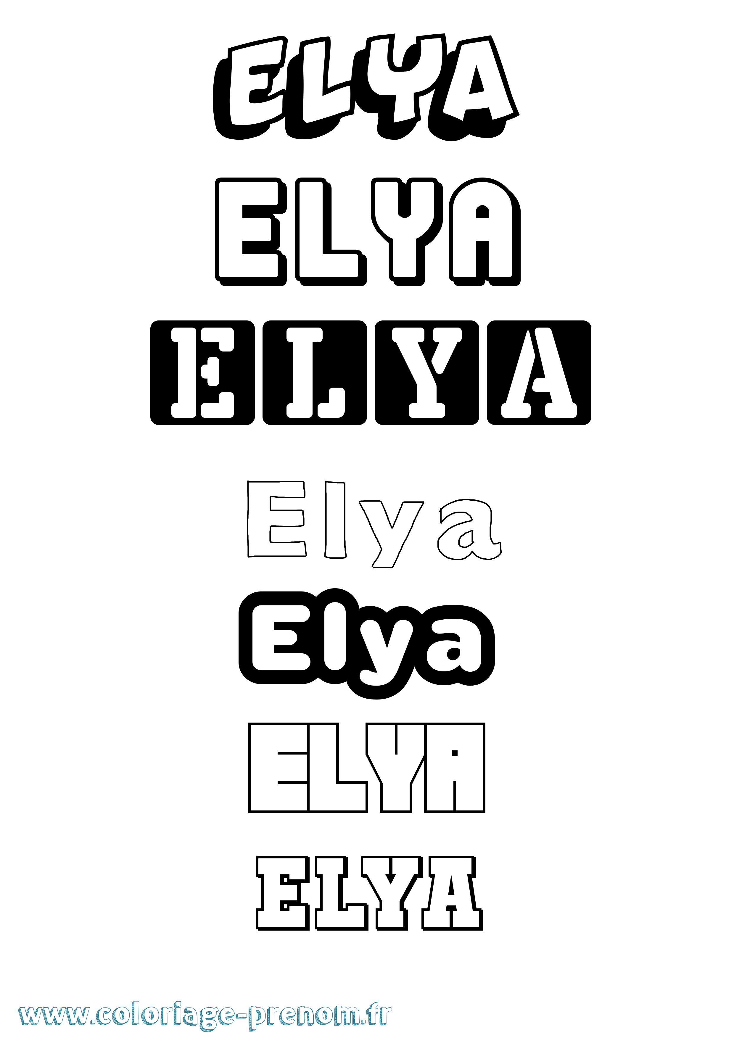 Coloriage Elya Coloriage prénom Elya