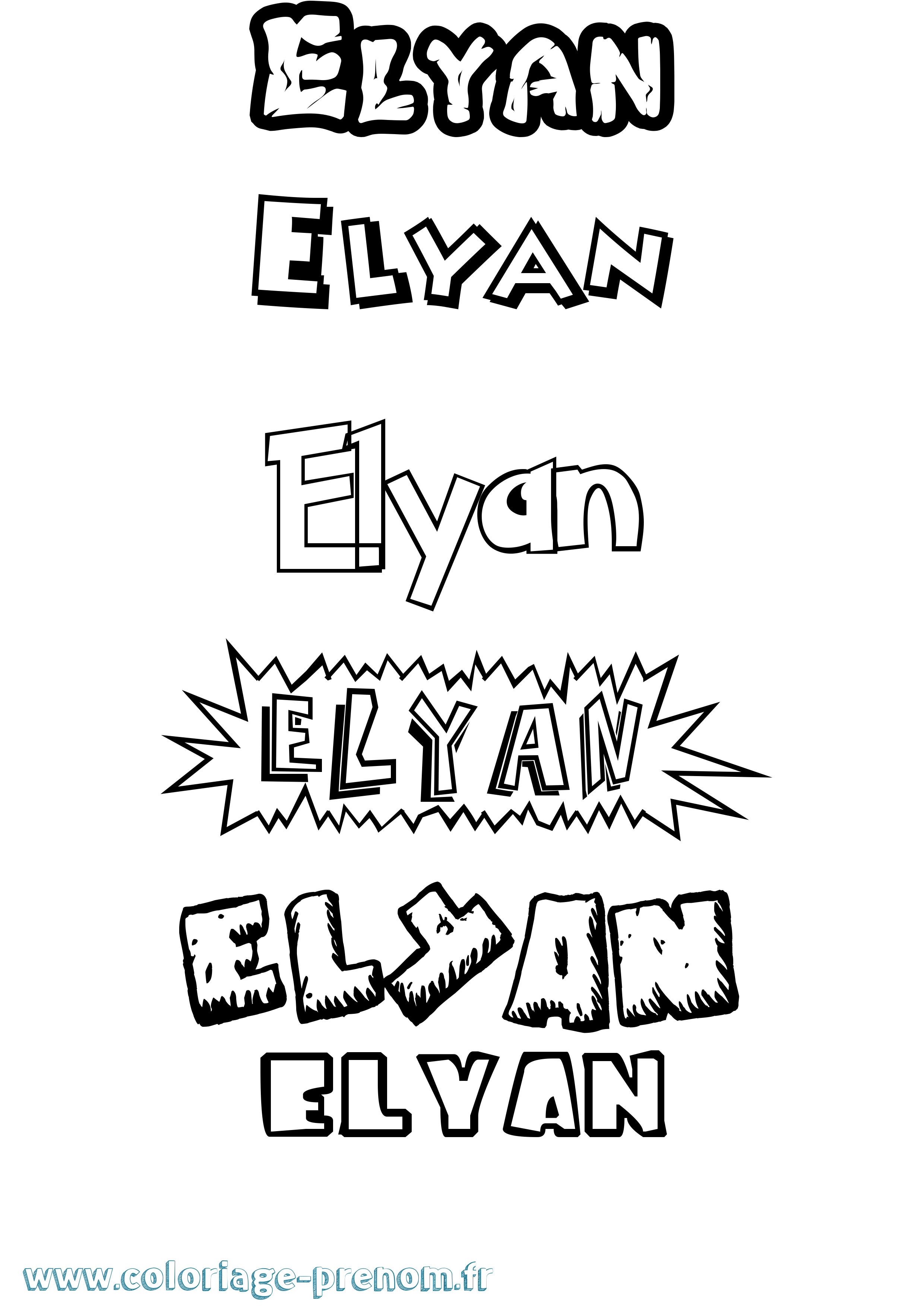Coloriage prénom Elyan Dessin Animé