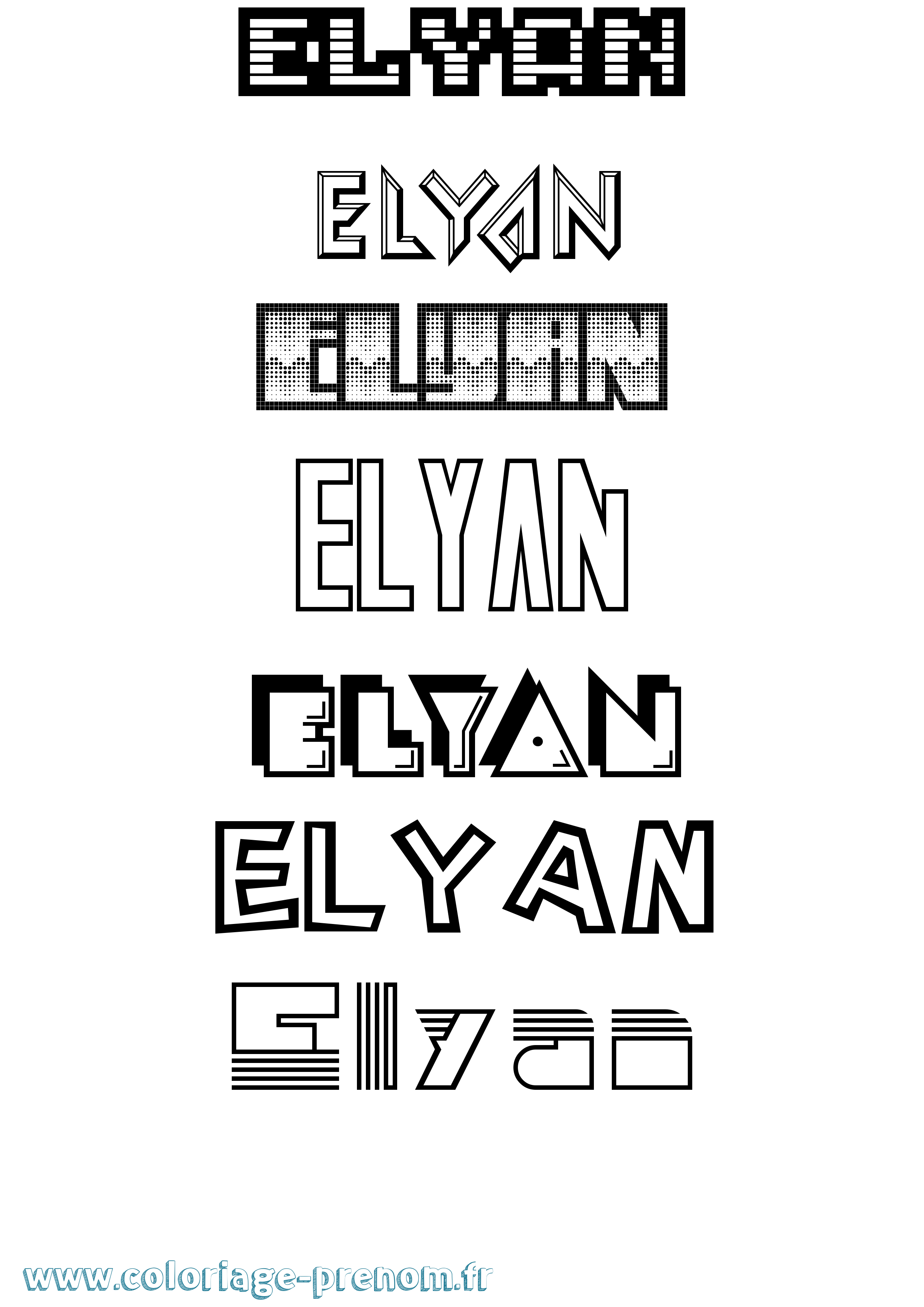 Coloriage prénom Elyan Jeux Vidéos