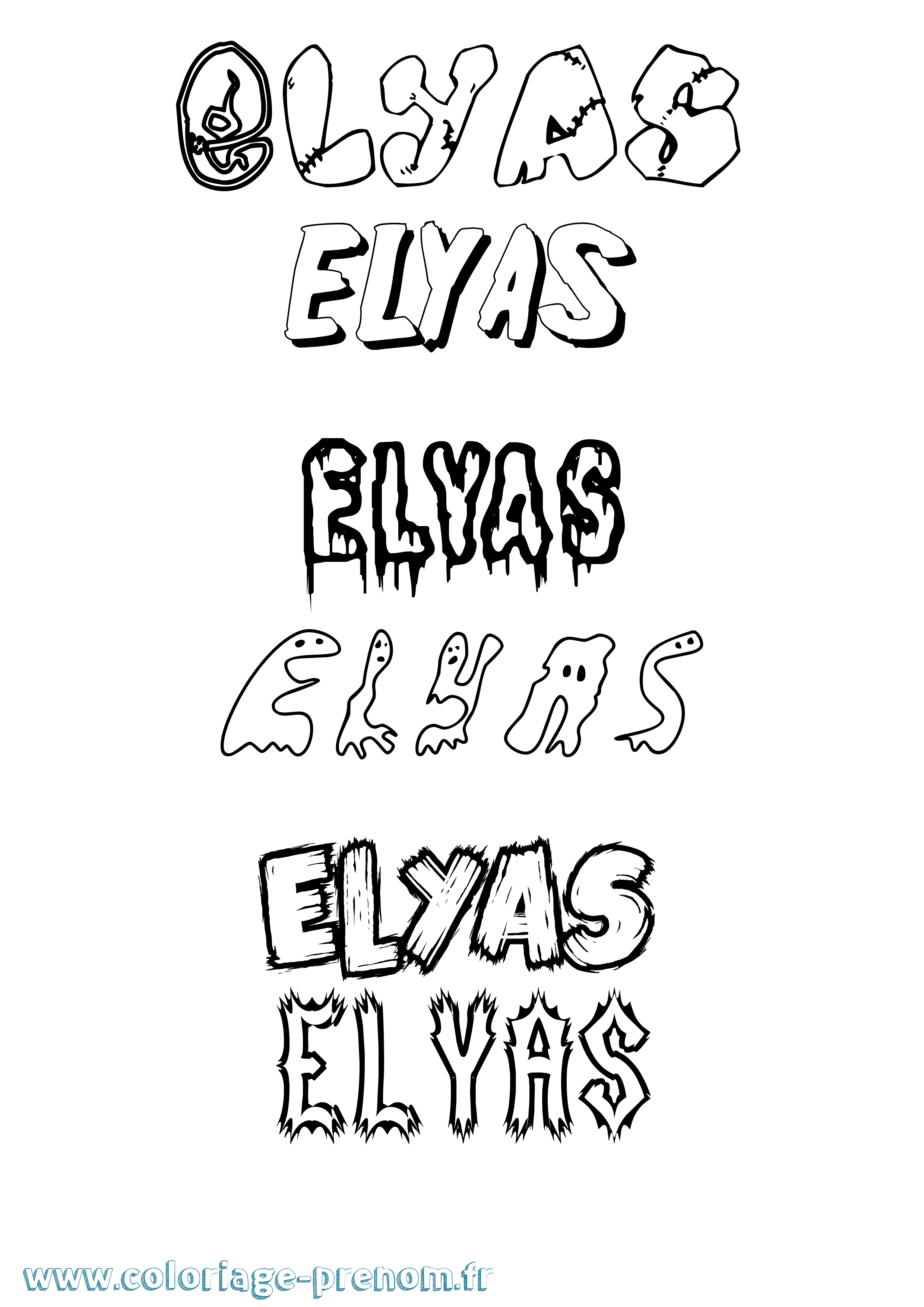 Coloriage prénom Elyas Frisson