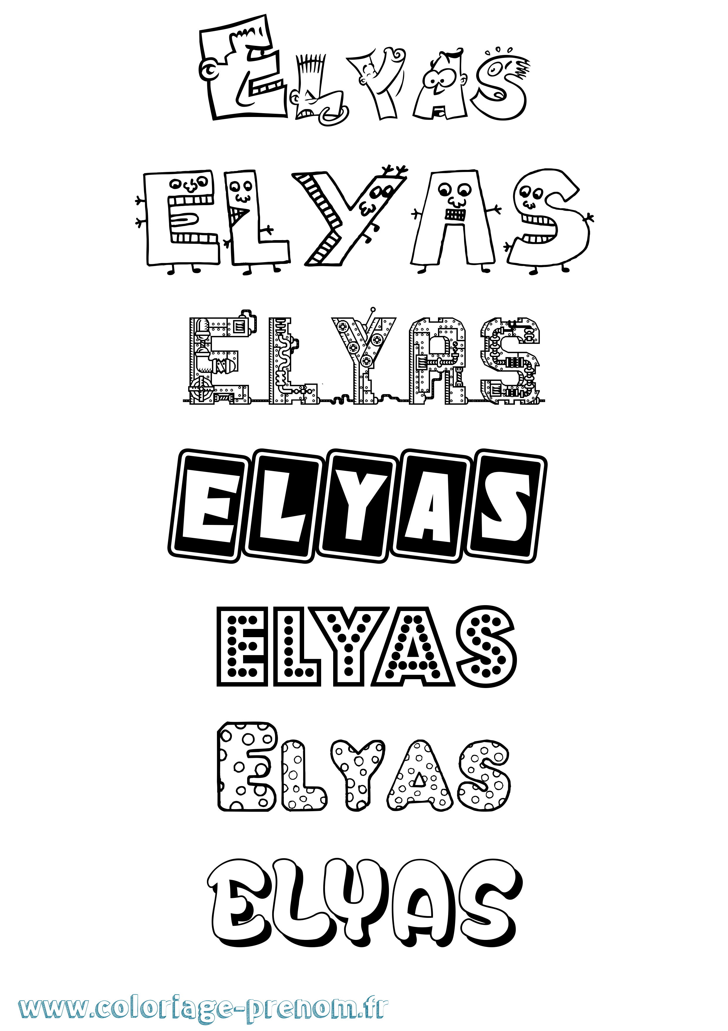 Coloriage prénom Elyas Fun
