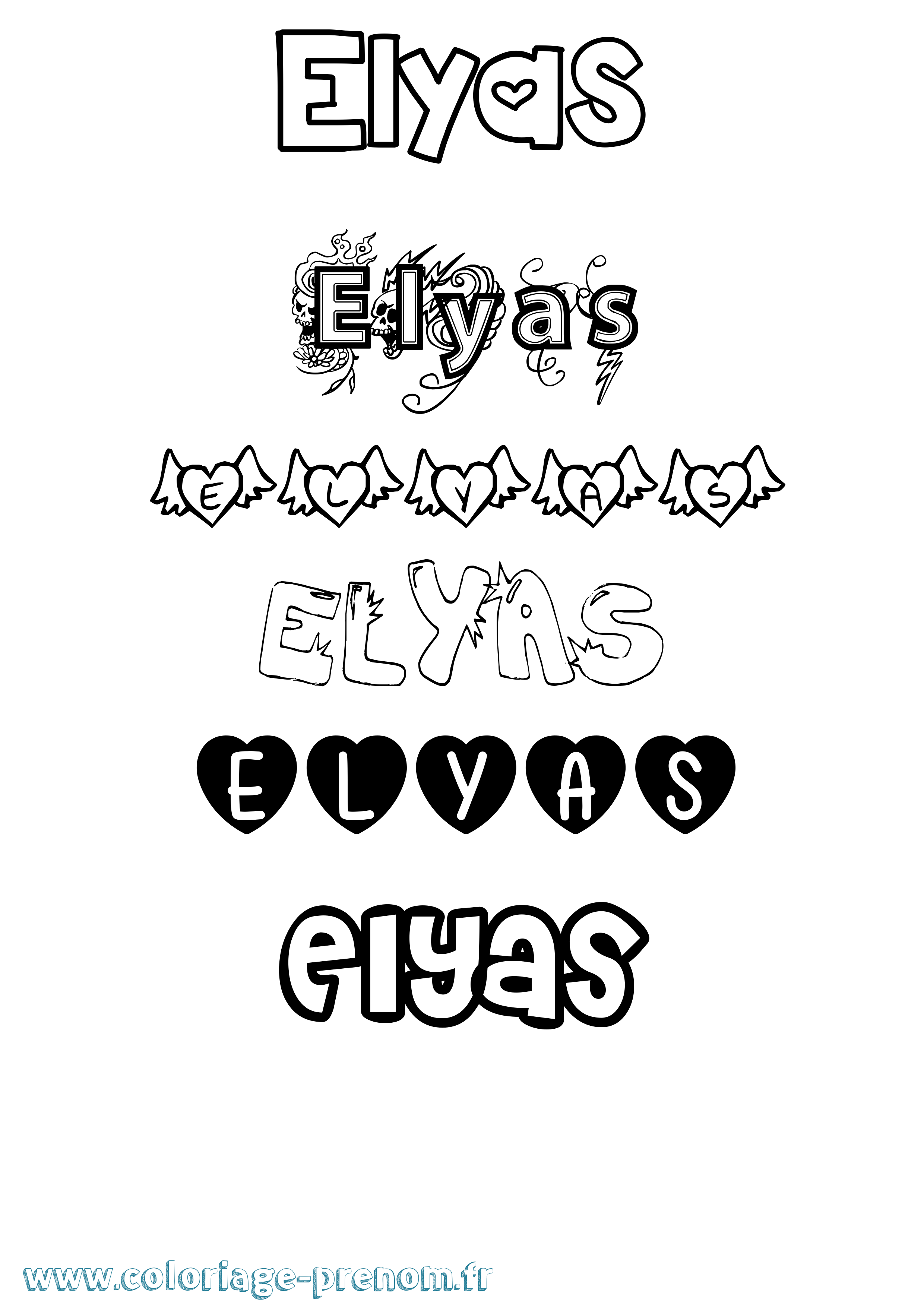 Coloriage prénom Elyas Girly
