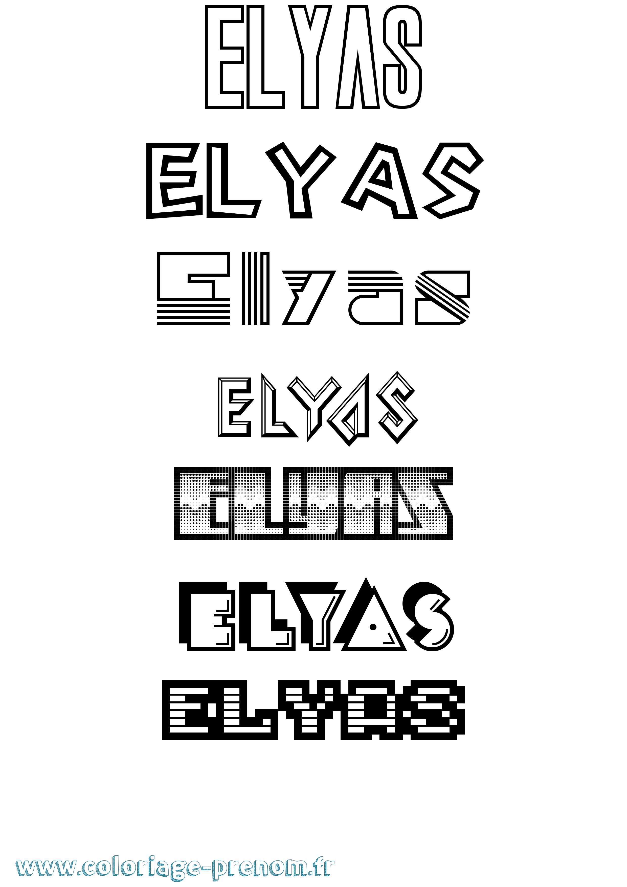 Coloriage prénom Elyas Jeux Vidéos