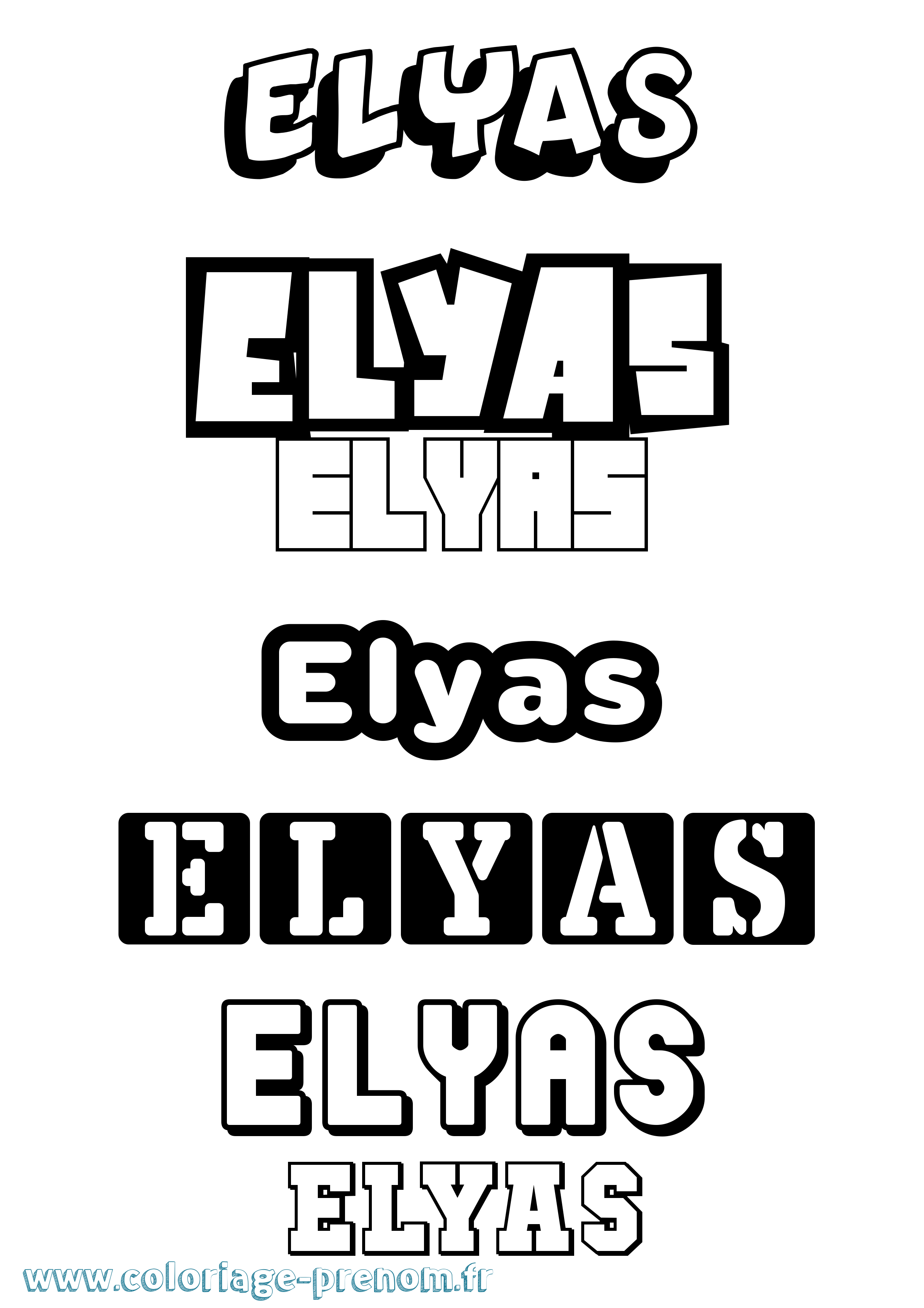 Coloriage prénom Elyas Simple