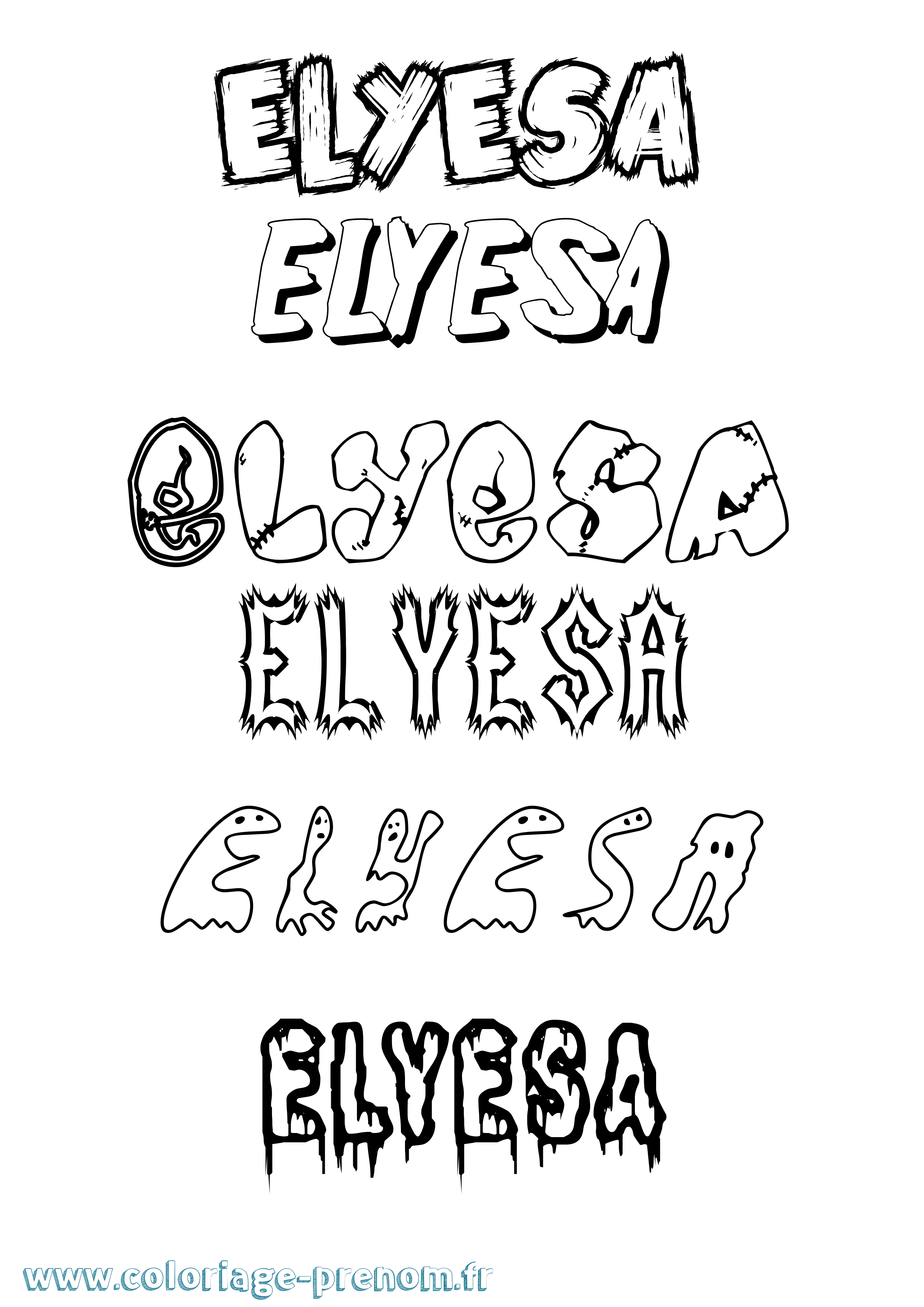 Coloriage prénom Elyesa Frisson