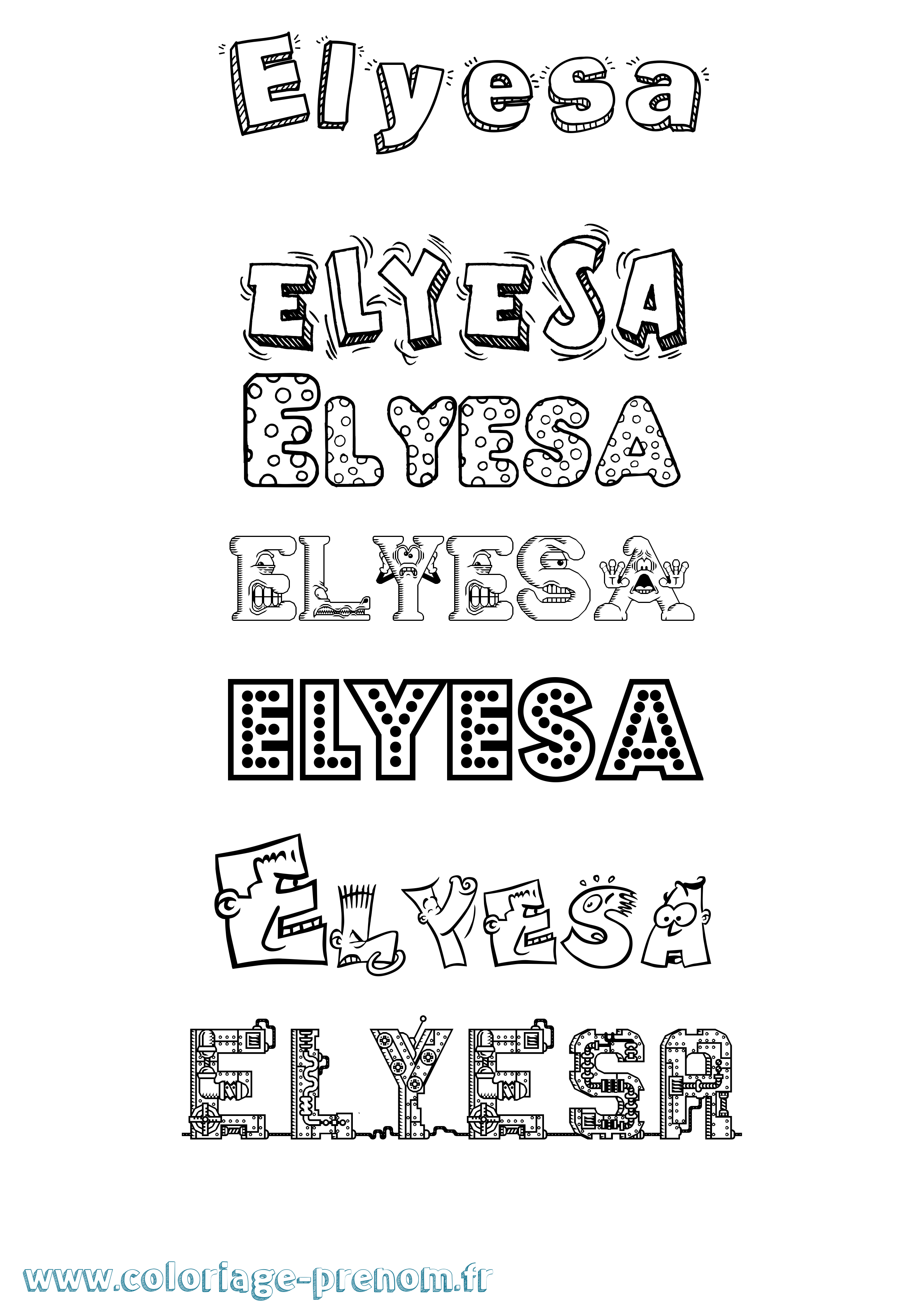 Coloriage prénom Elyesa Fun