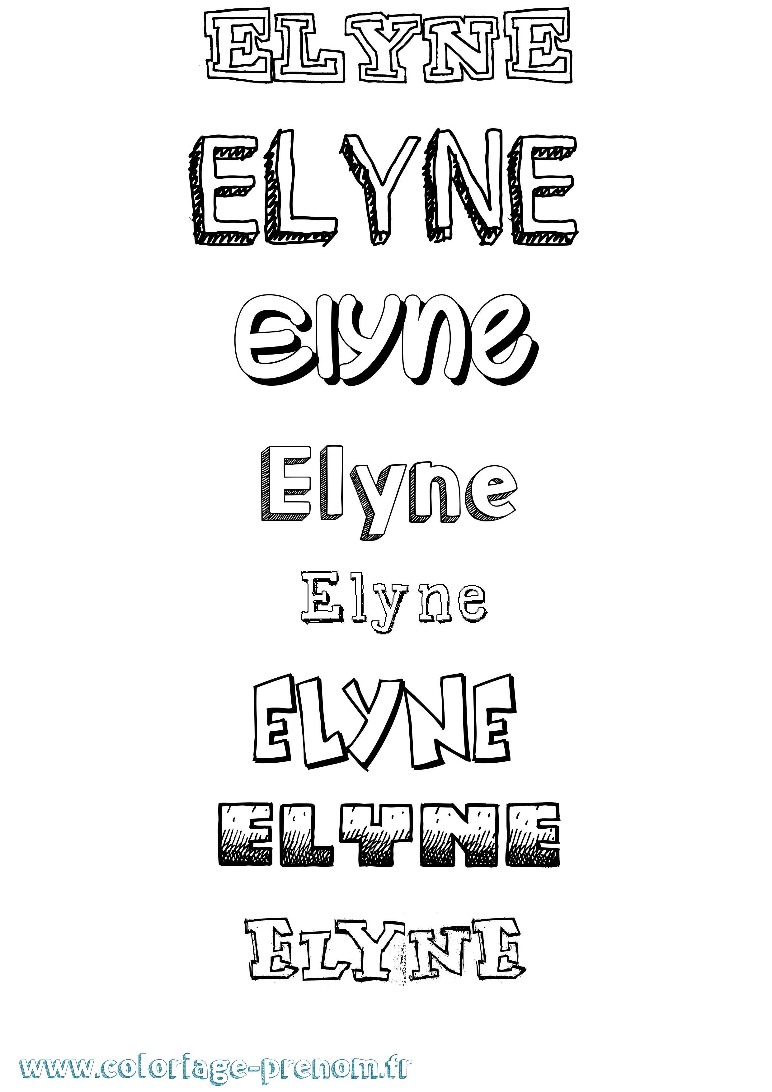 Coloriage prénom Elyne Dessiné