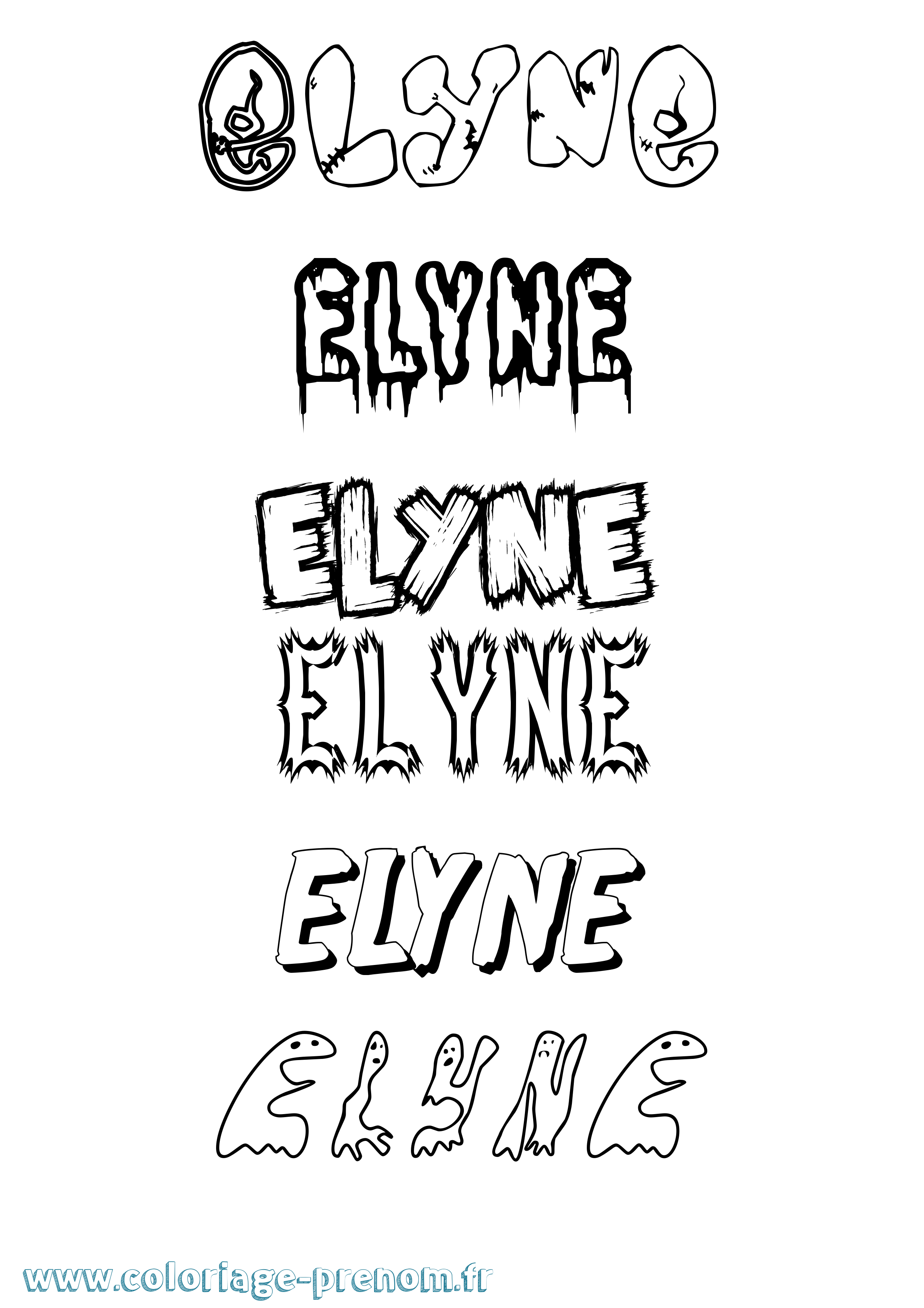 Coloriage prénom Elyne Frisson