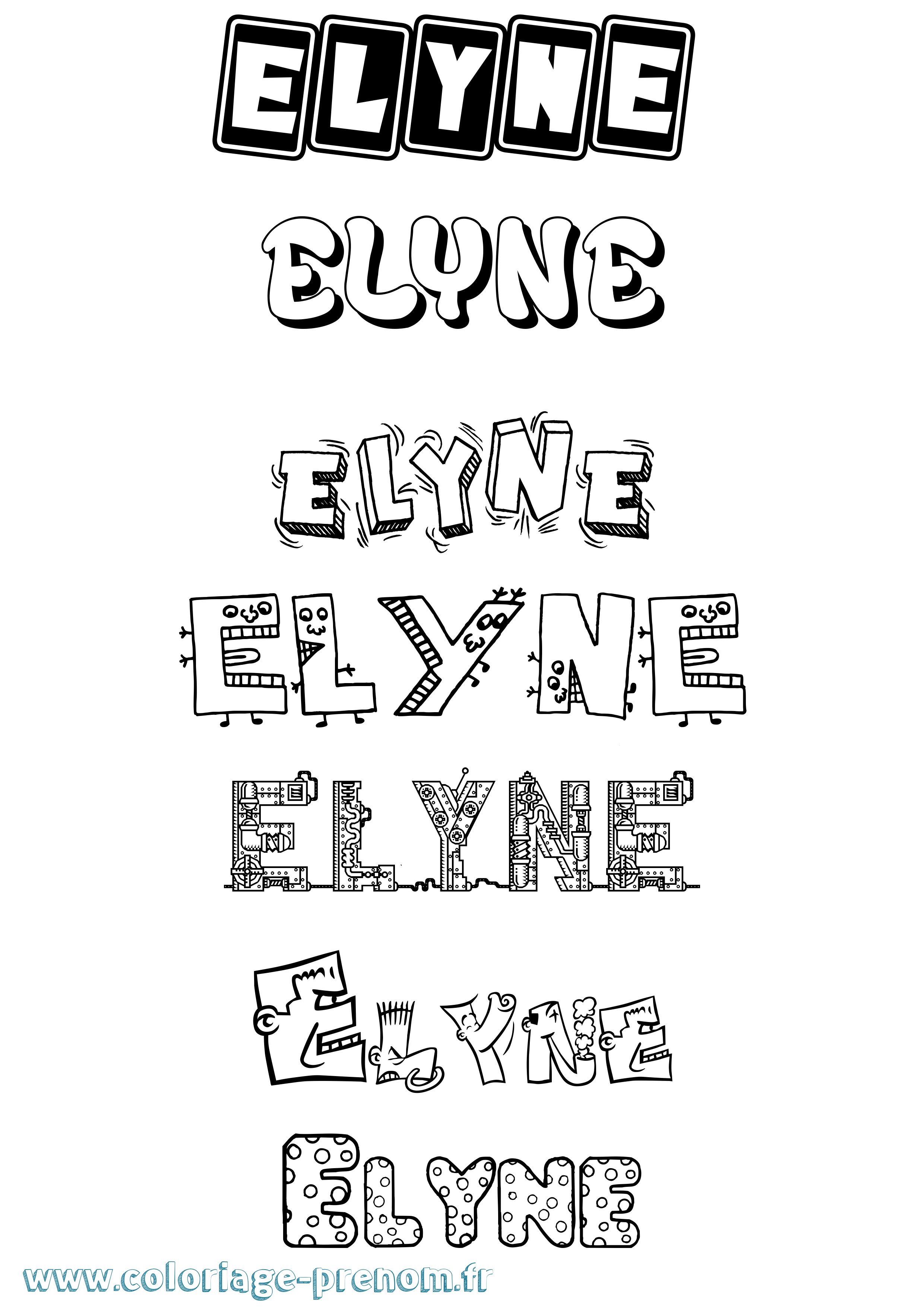 Coloriage prénom Elyne Fun
