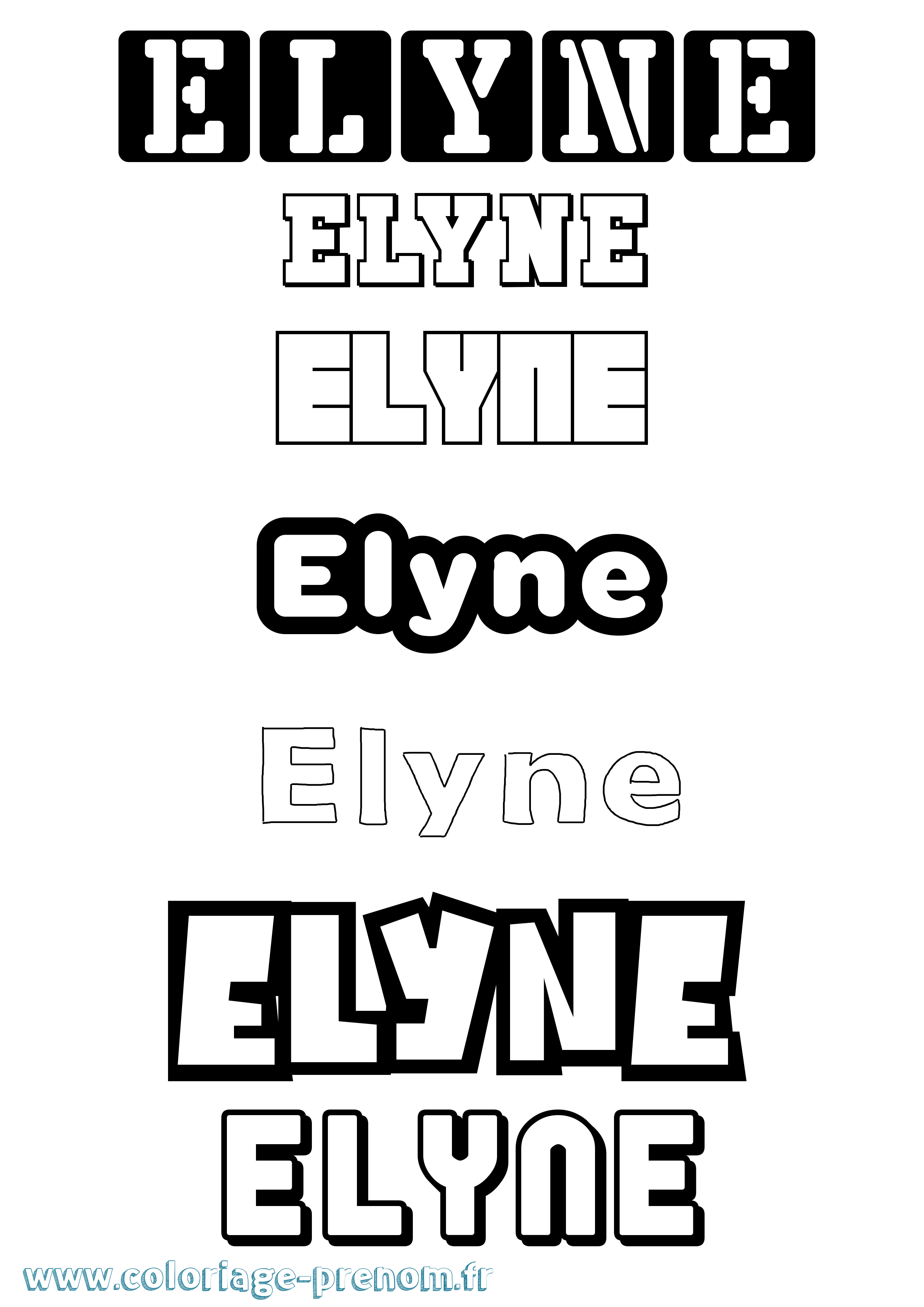 Coloriage prénom Elyne Simple