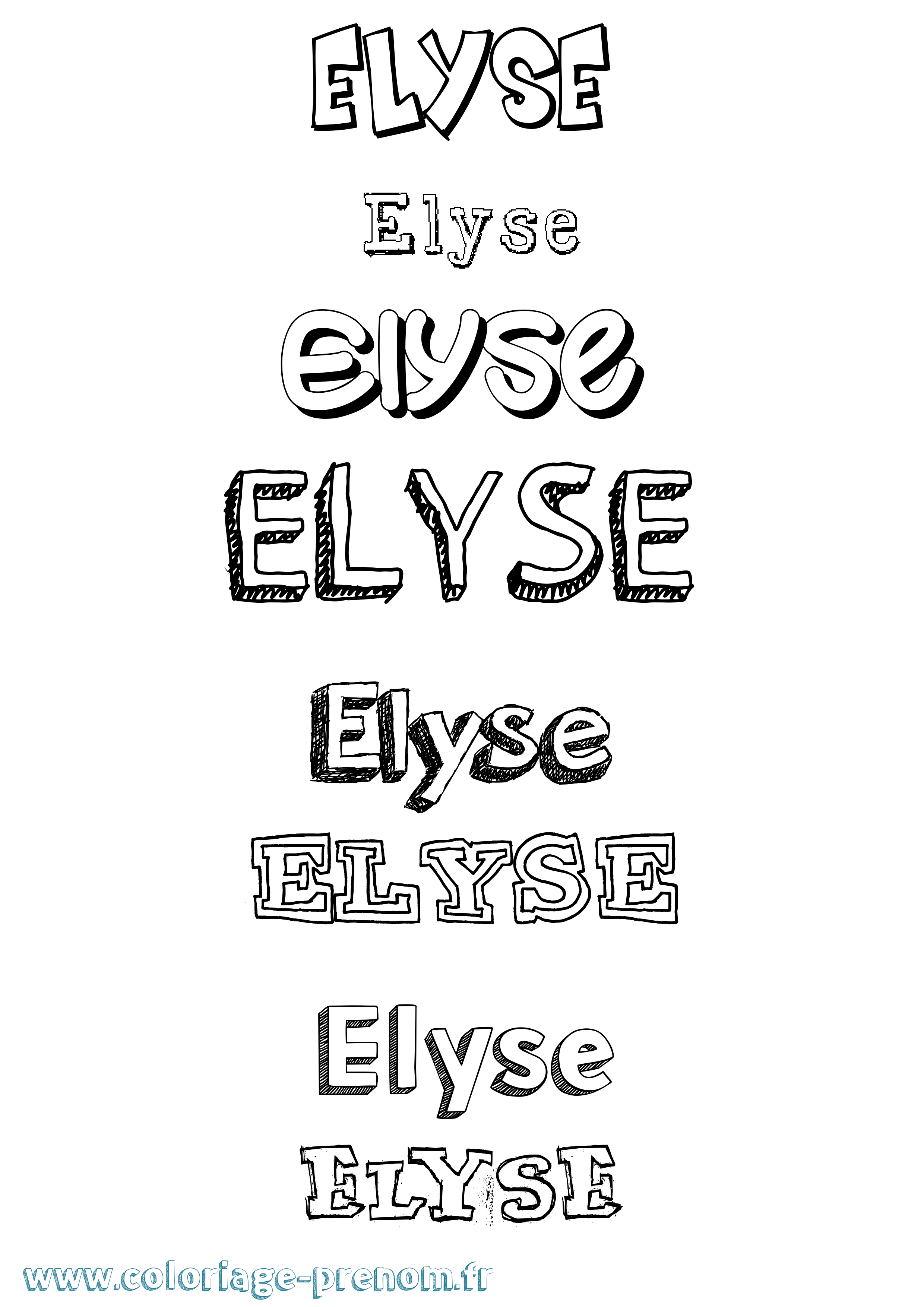 Coloriage prénom Elyse Dessiné