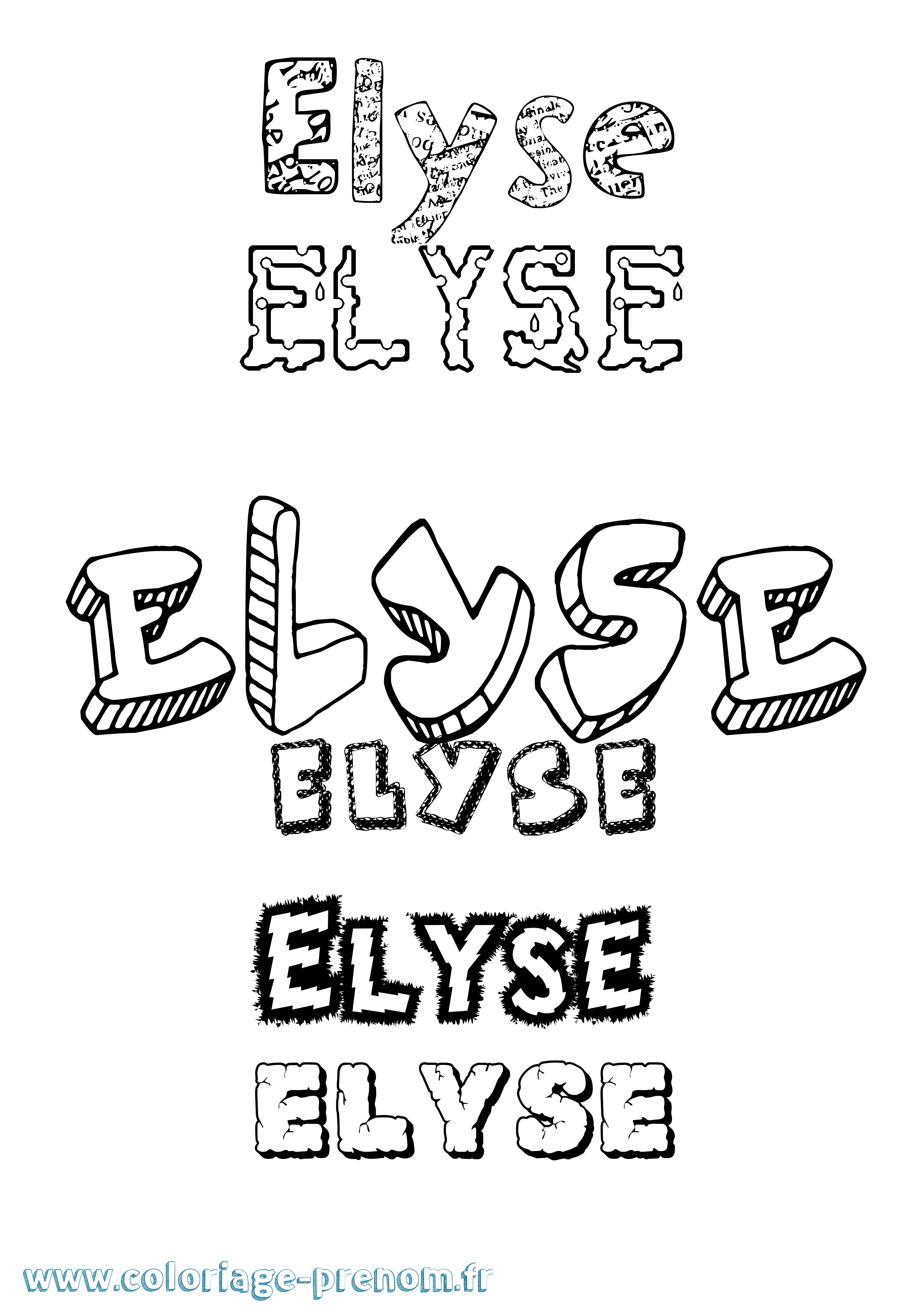 Coloriage prénom Elyse Destructuré