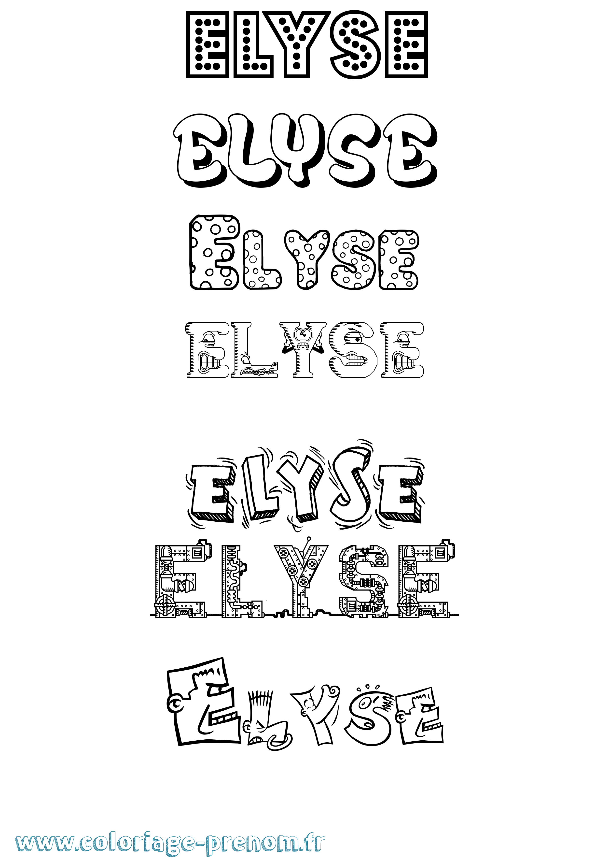 Coloriage prénom Elyse Fun
