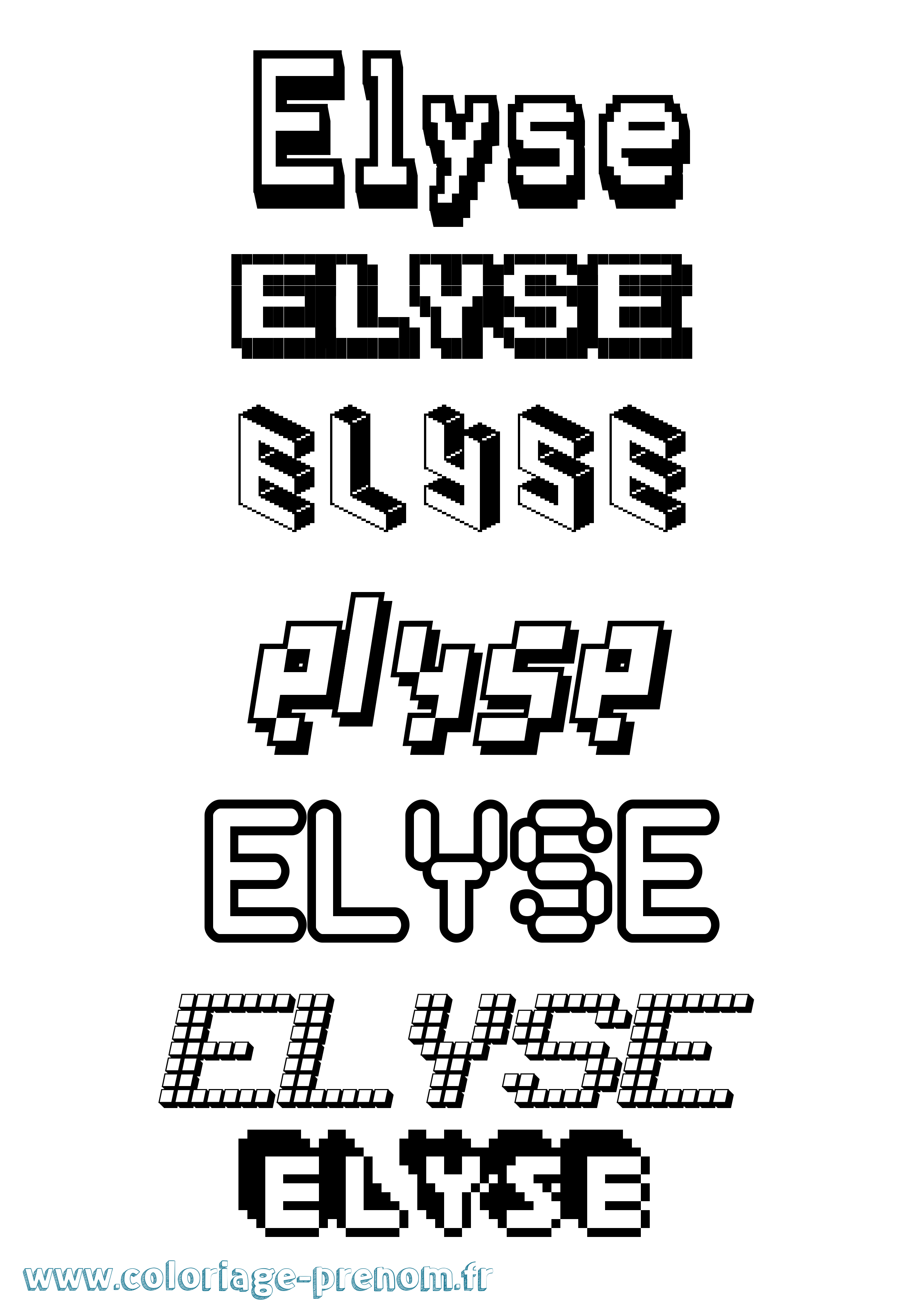 Coloriage prénom Elyse Pixel