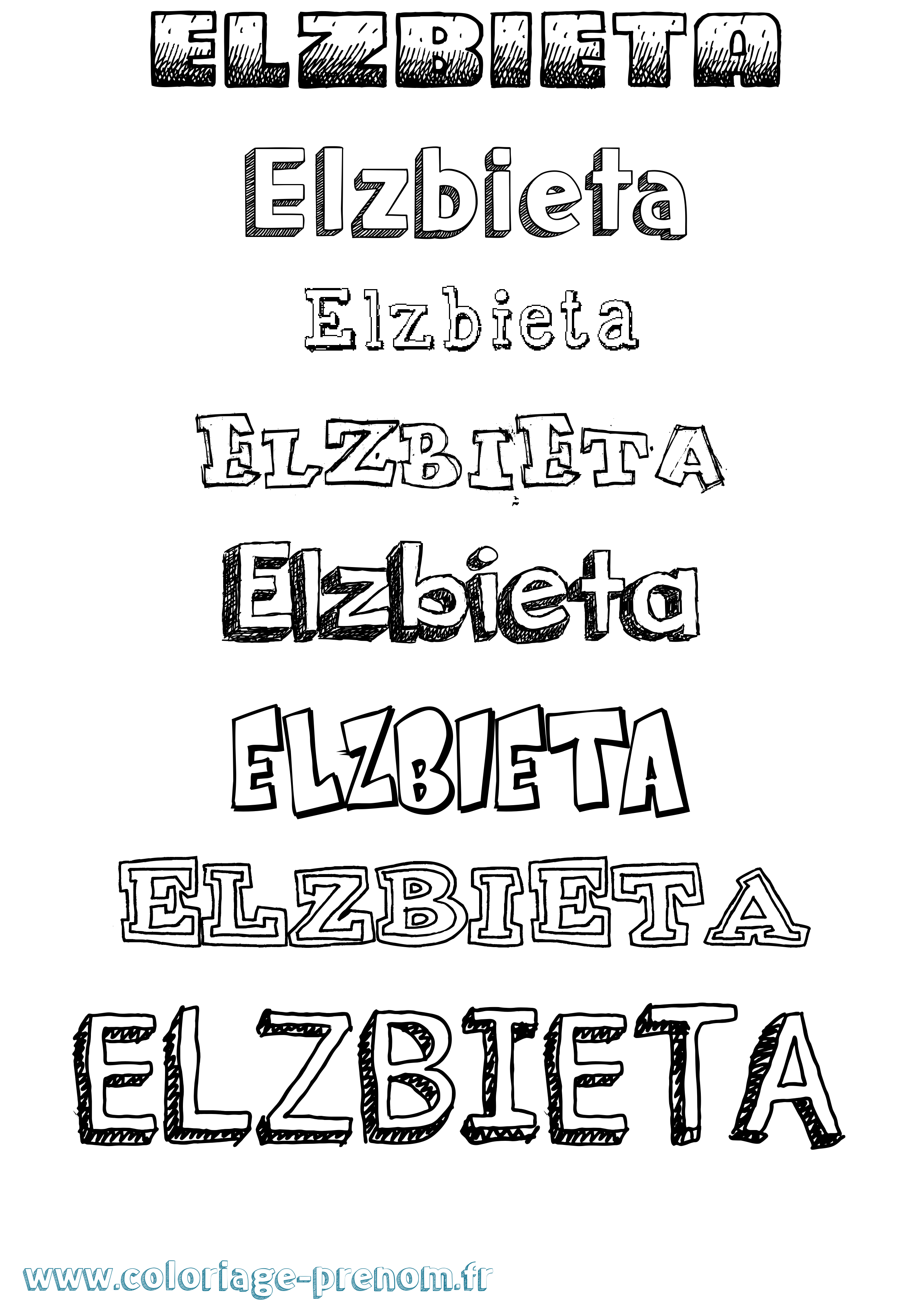 Coloriage prénom Elzbieta Dessiné