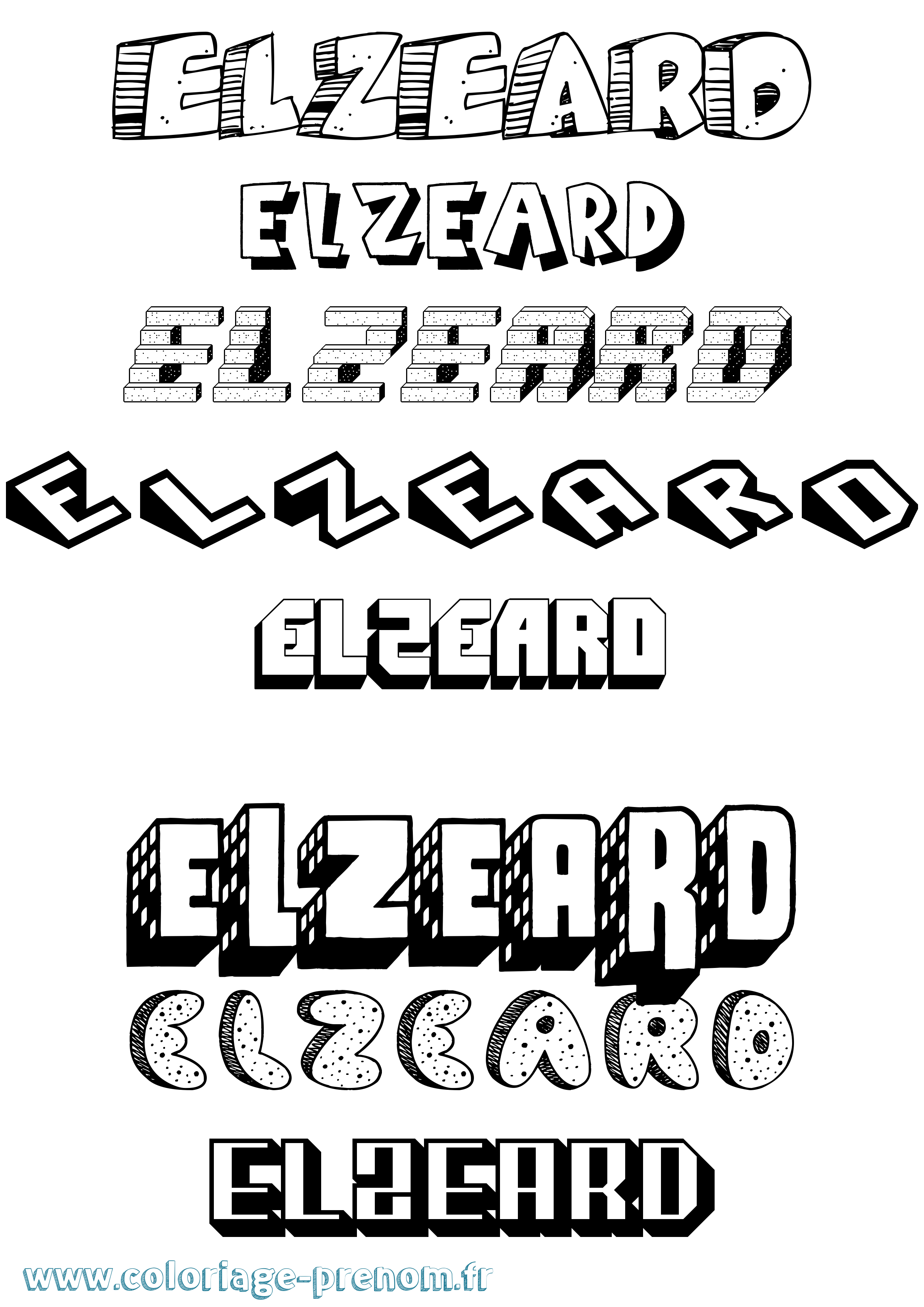 Coloriage prénom Elzeard Effet 3D