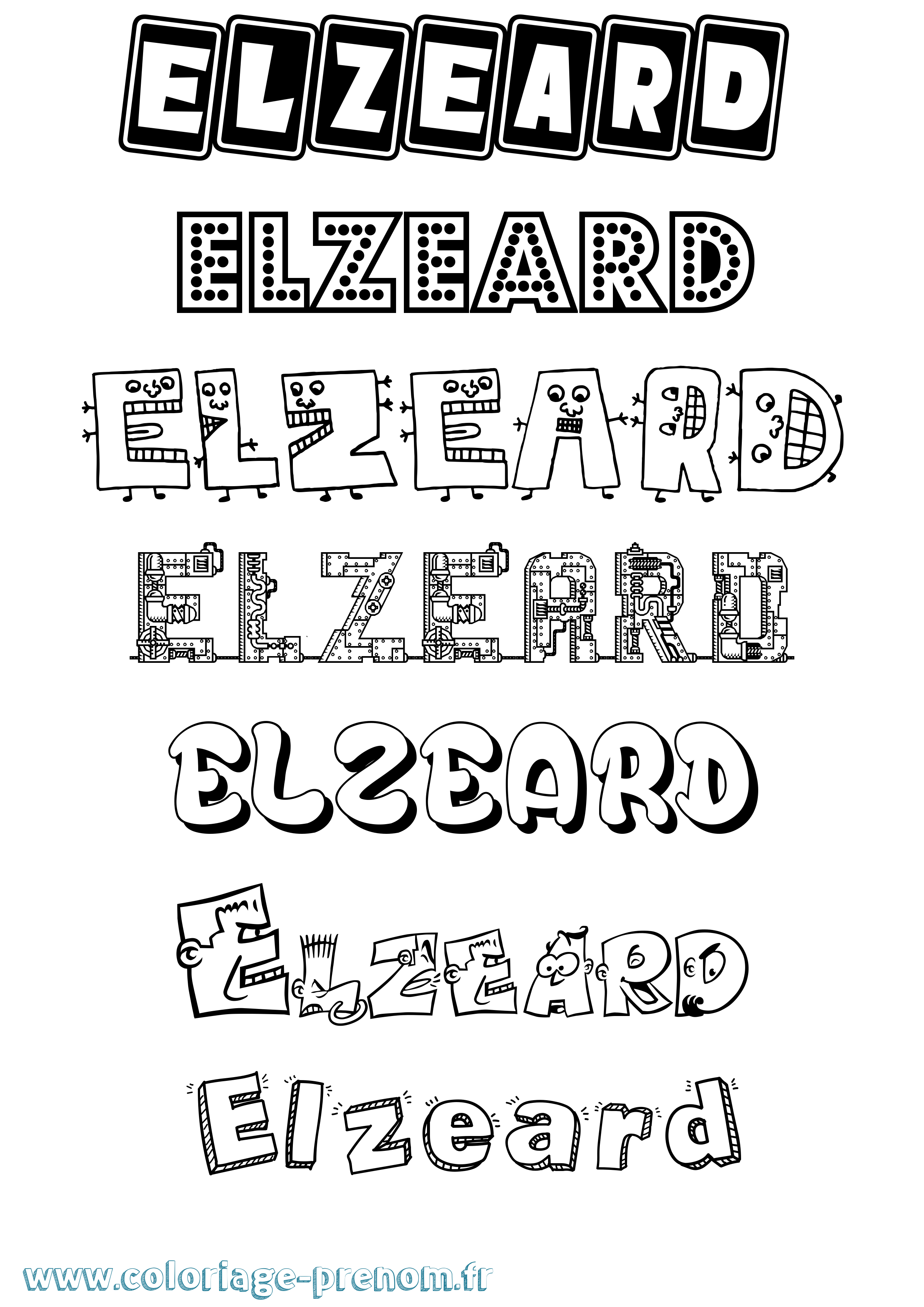 Coloriage Elzeard Fun Coloriage prénom Elzeard Fun