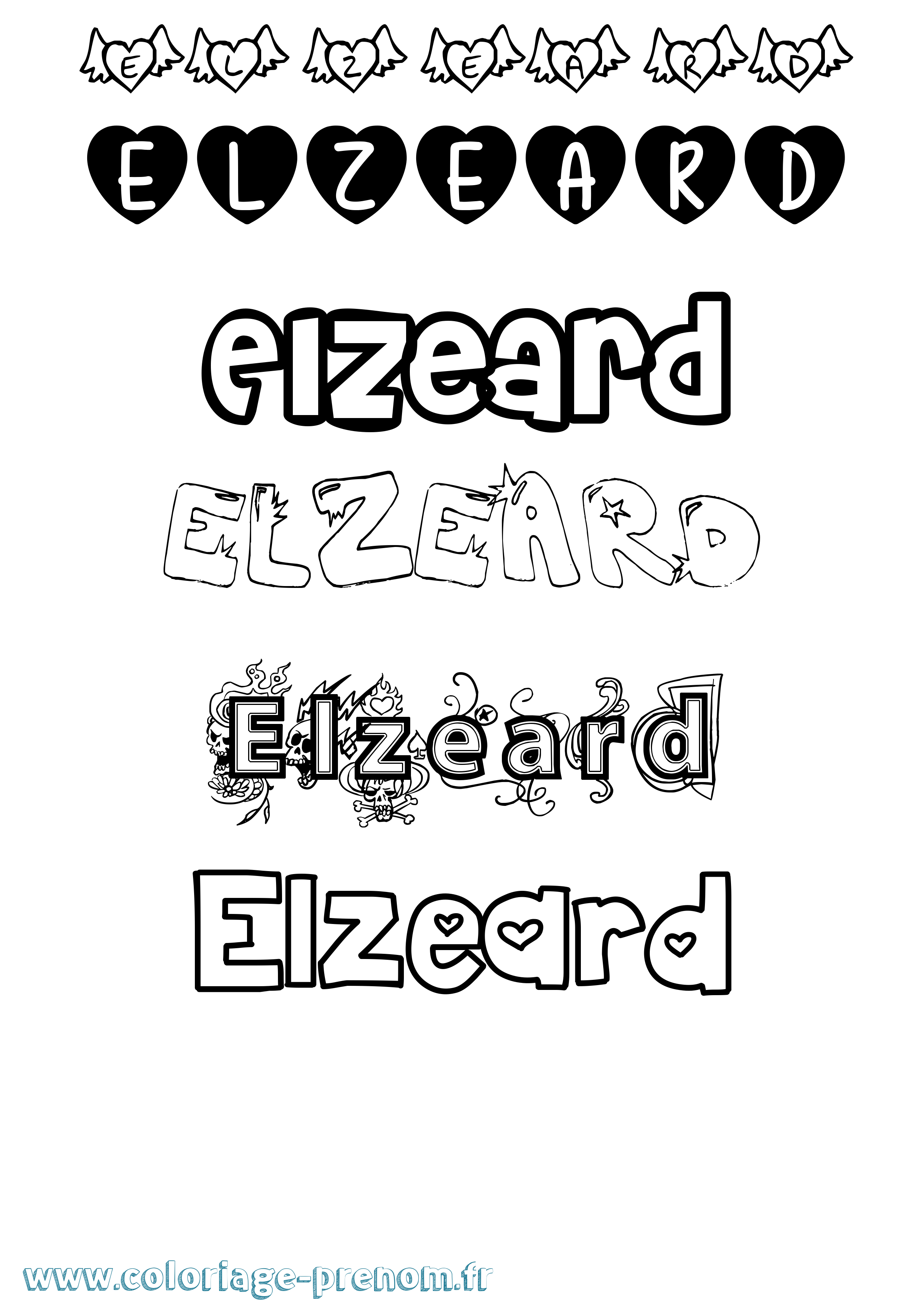 Coloriage Elzeard Girly Coloriage prénom Elzeard Girly