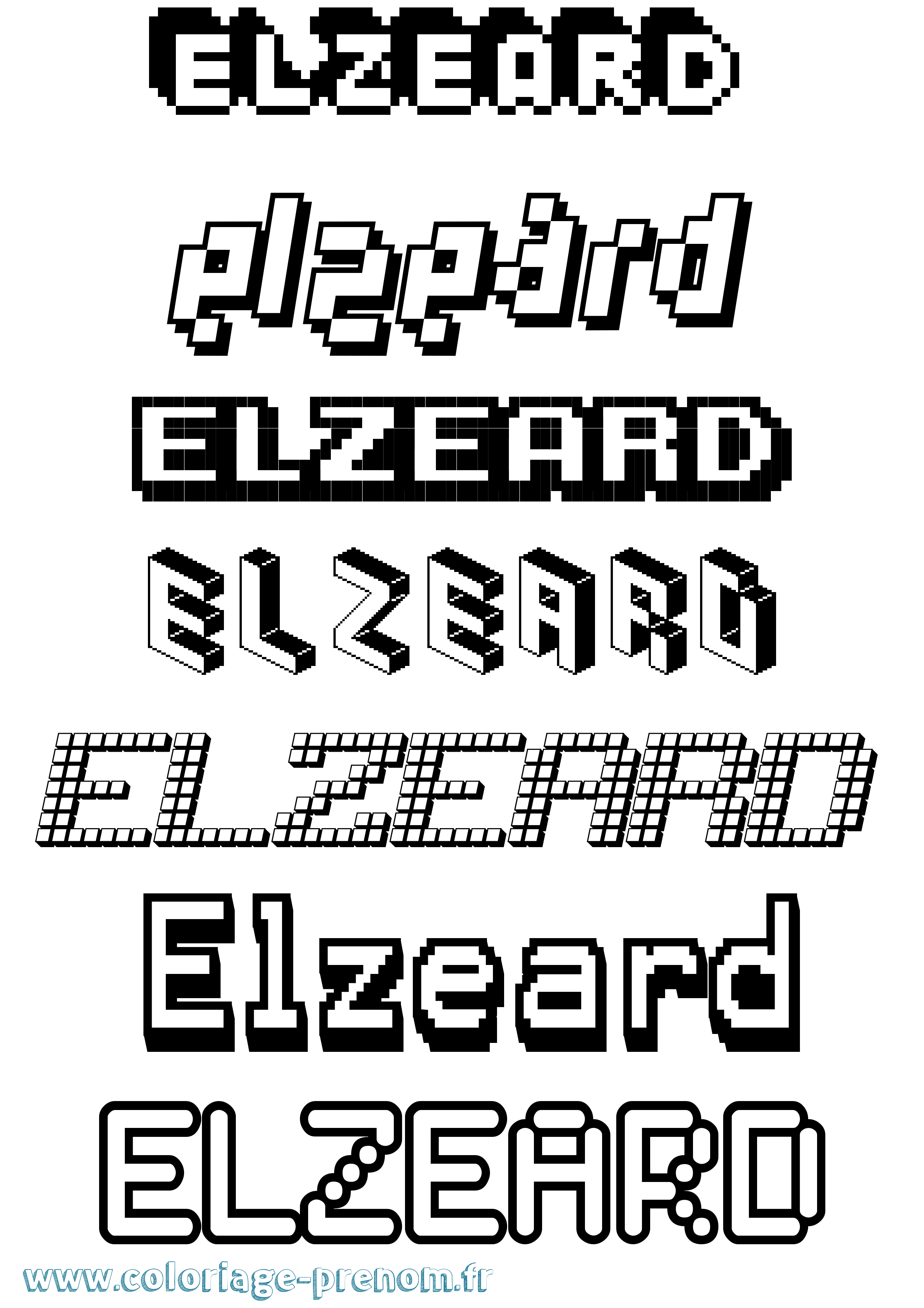 Coloriage Elzeard Pixel Coloriage prénom Elzeard Pixel