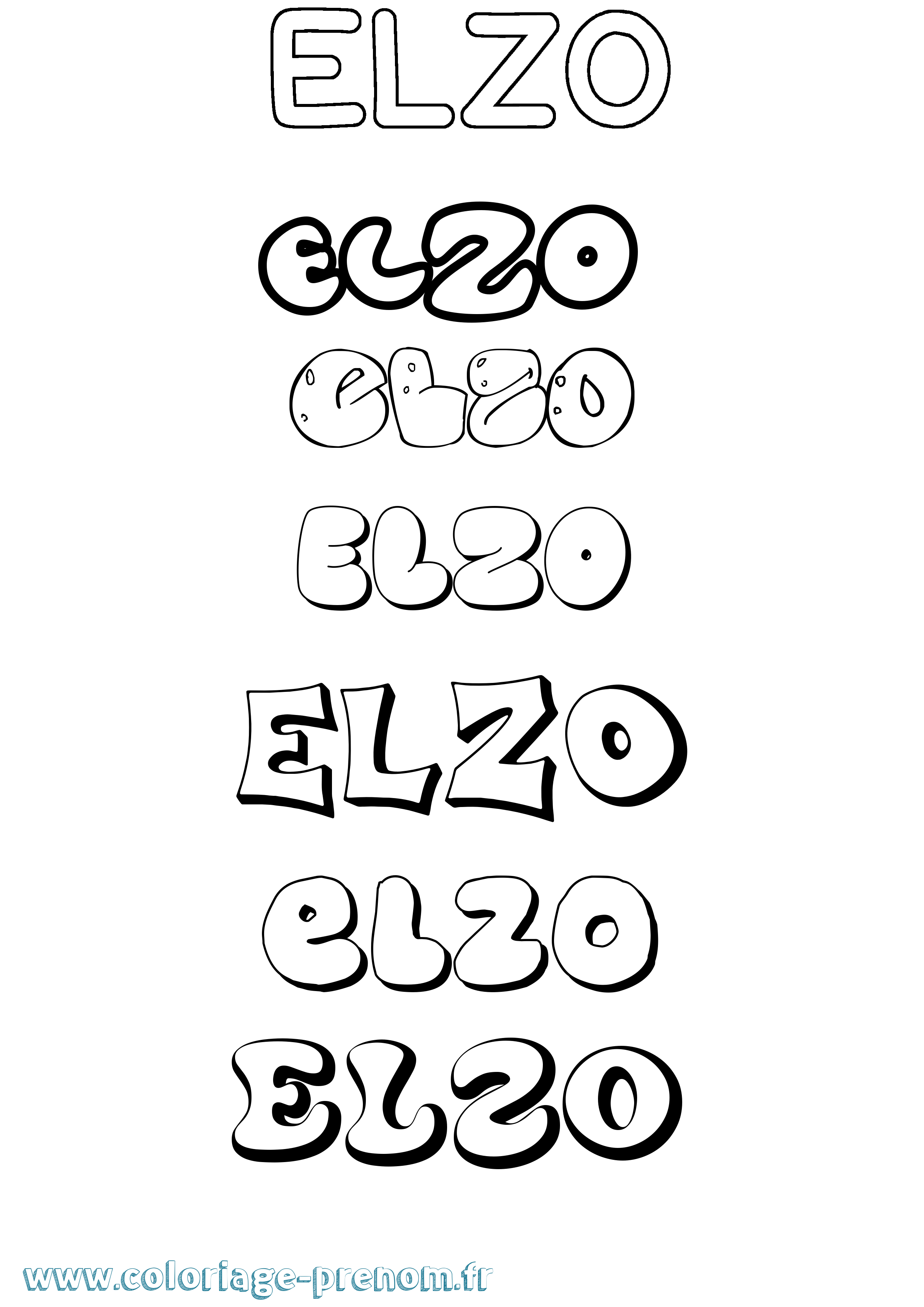Coloriage prénom Elzo Bubble