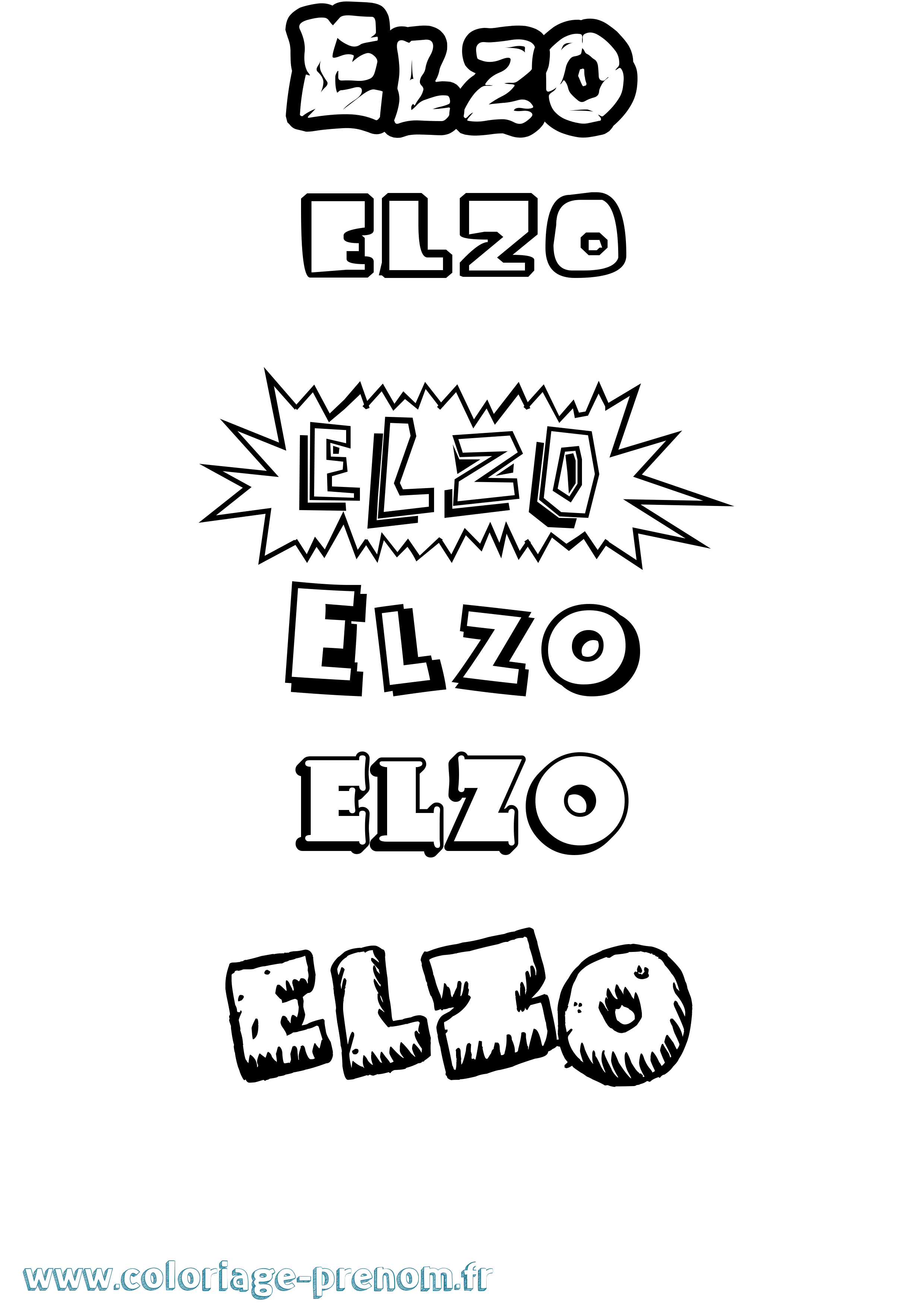 Coloriage Elzo Dessin Animé Coloriage prénom Elzo Dessin Animé