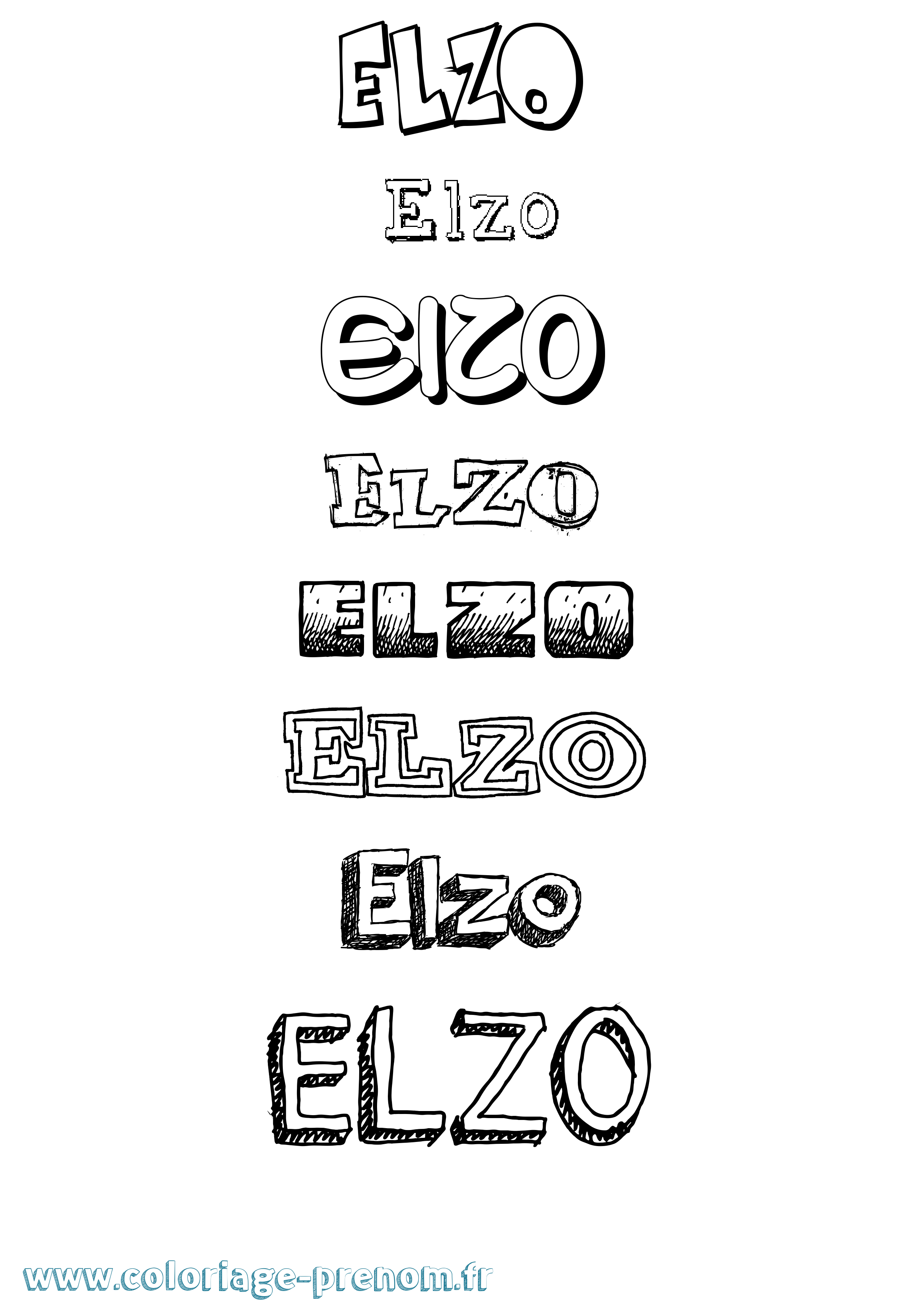 Coloriage Elzo Dessiné Coloriage prénom Elzo Dessiné