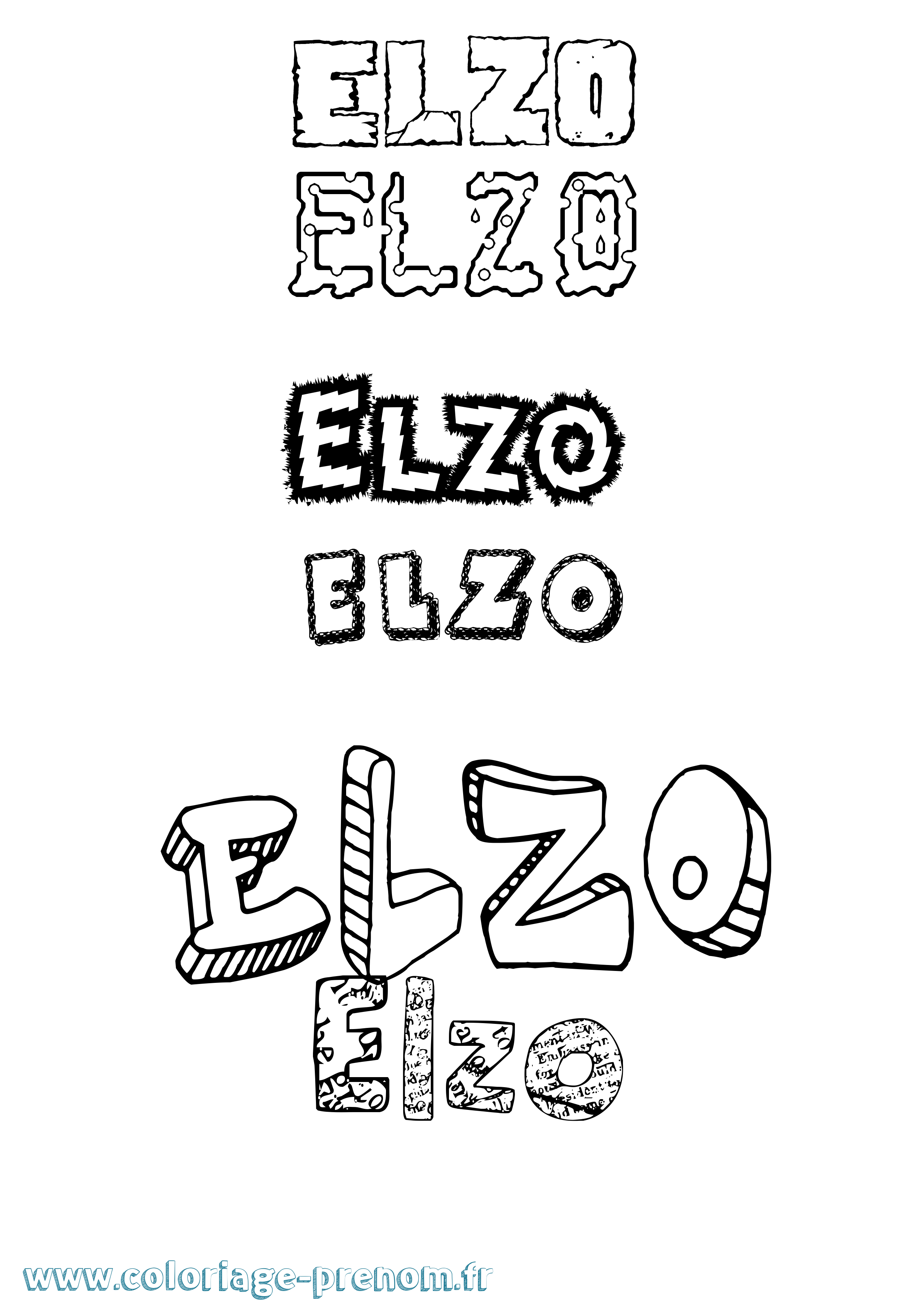 Coloriage prénom Elzo Destructuré
