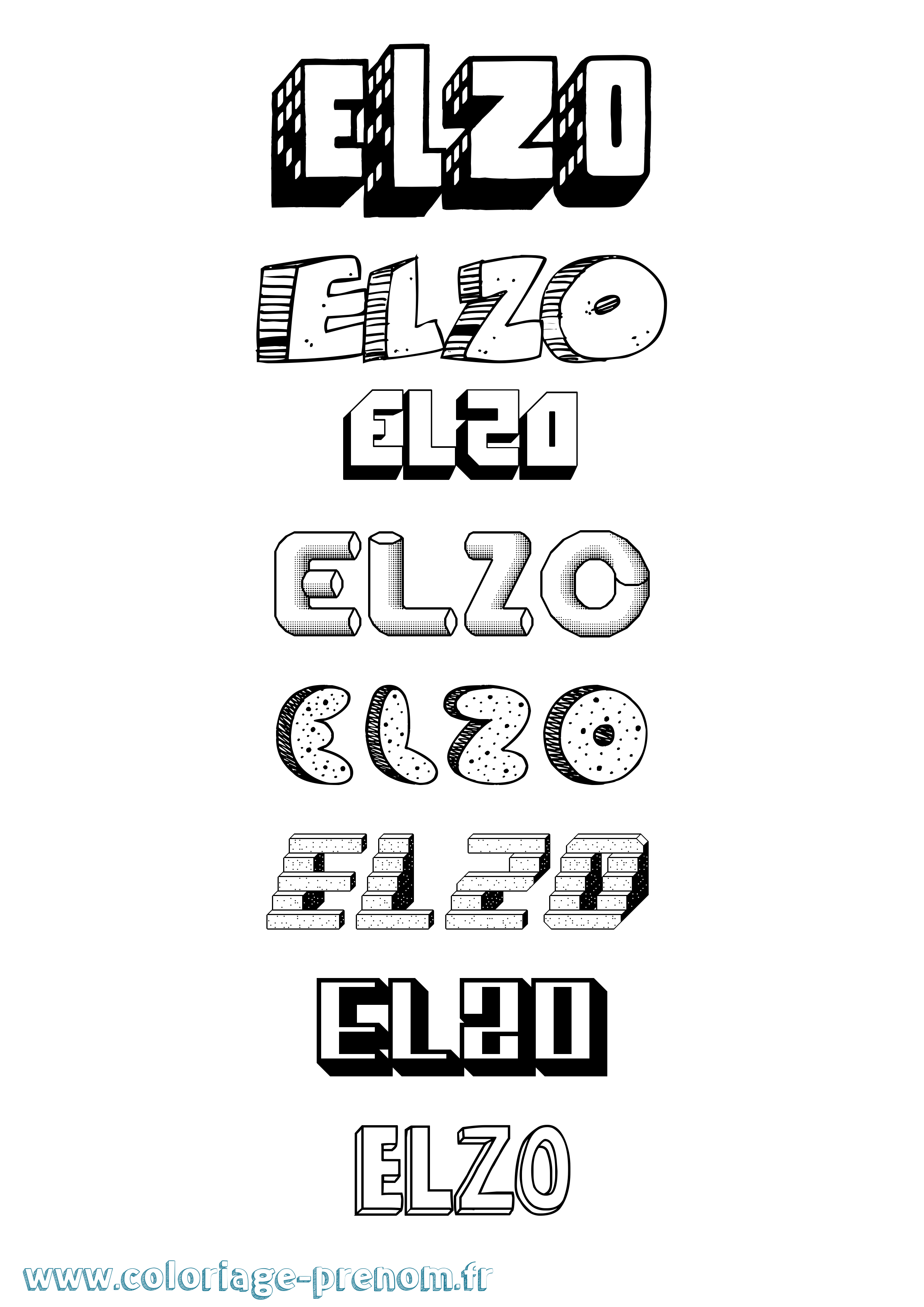 Coloriage Elzo Effet 3D Coloriage prénom Elzo Effet 3D