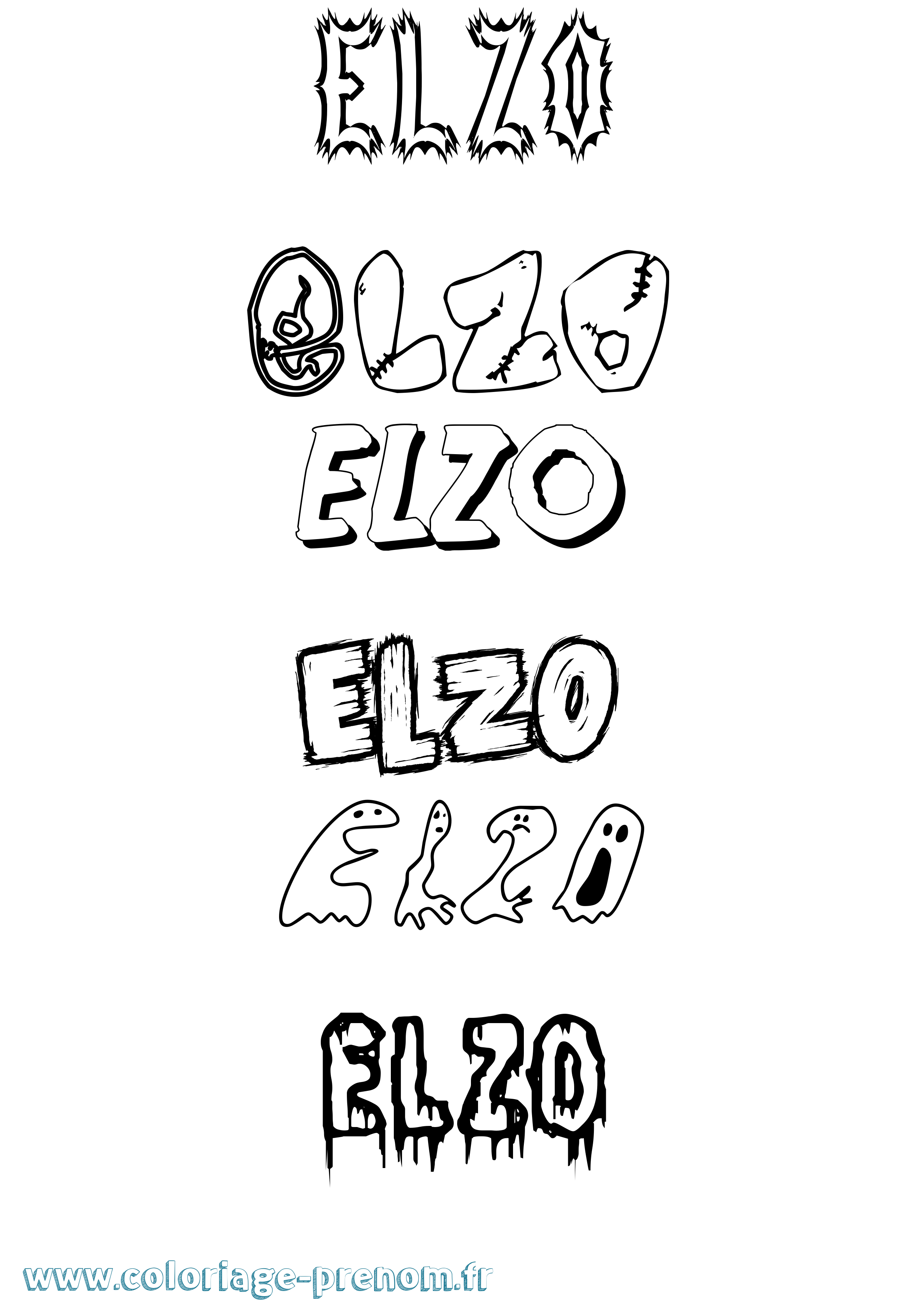 Coloriage Elzo Frisson Coloriage prénom Elzo Frisson