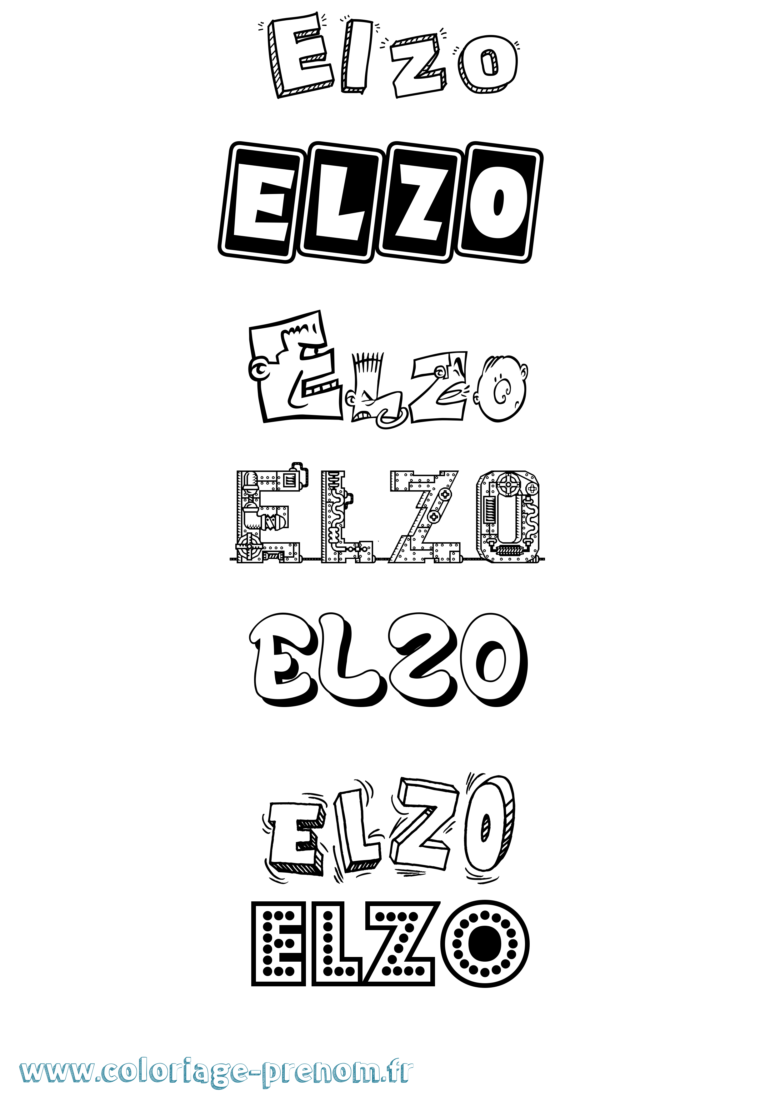 Coloriage prénom Elzo Fun