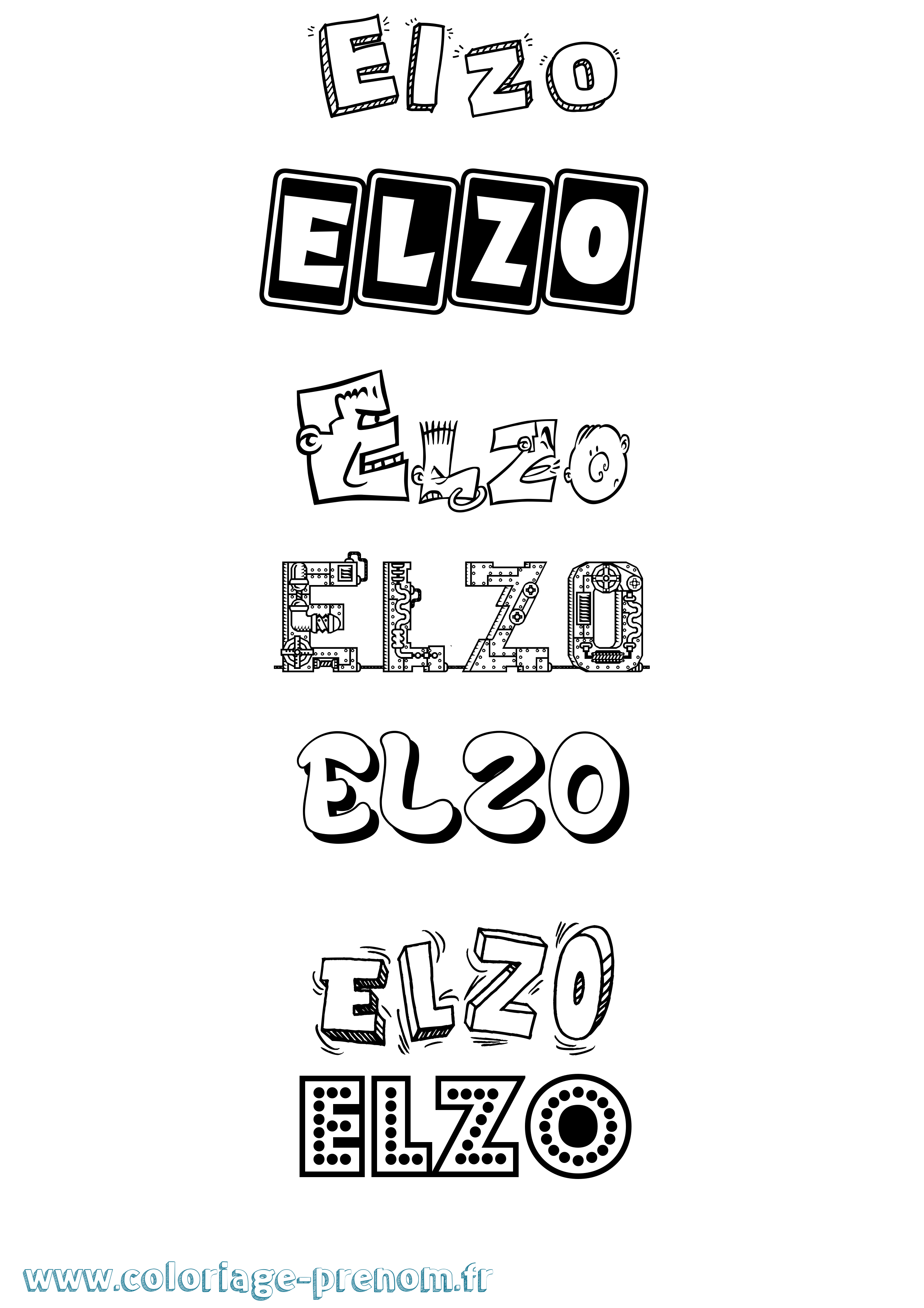 Coloriage Elzo Fun Coloriage prénom Elzo Fun