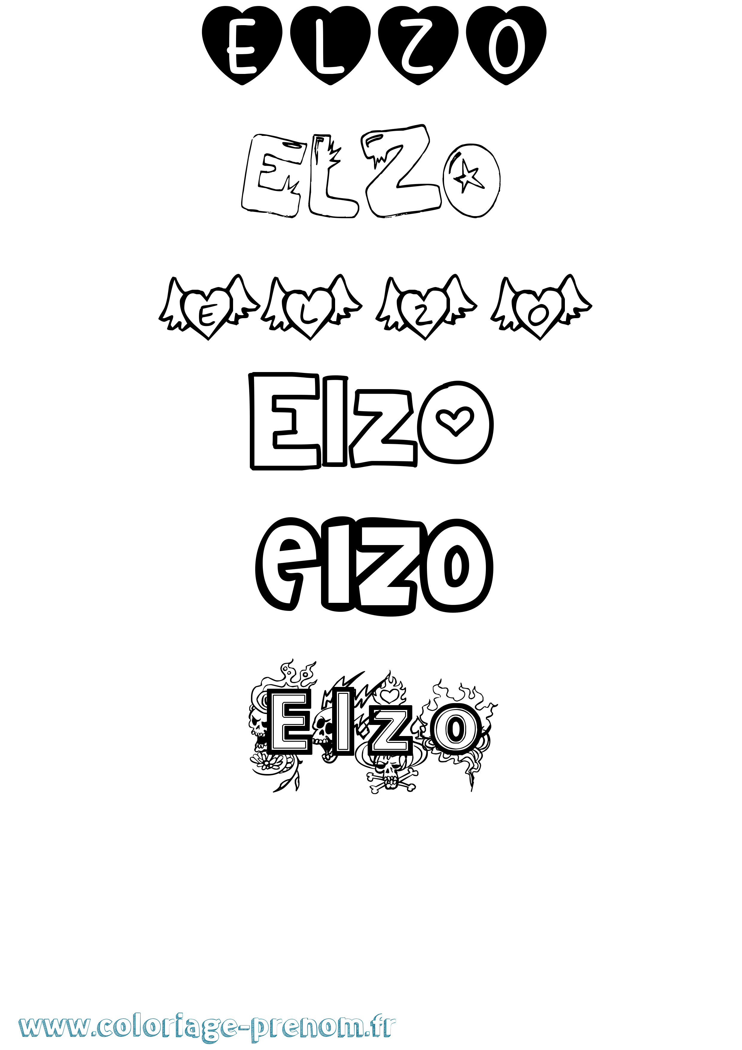 Coloriage Elzo Girly Coloriage prénom Elzo Girly