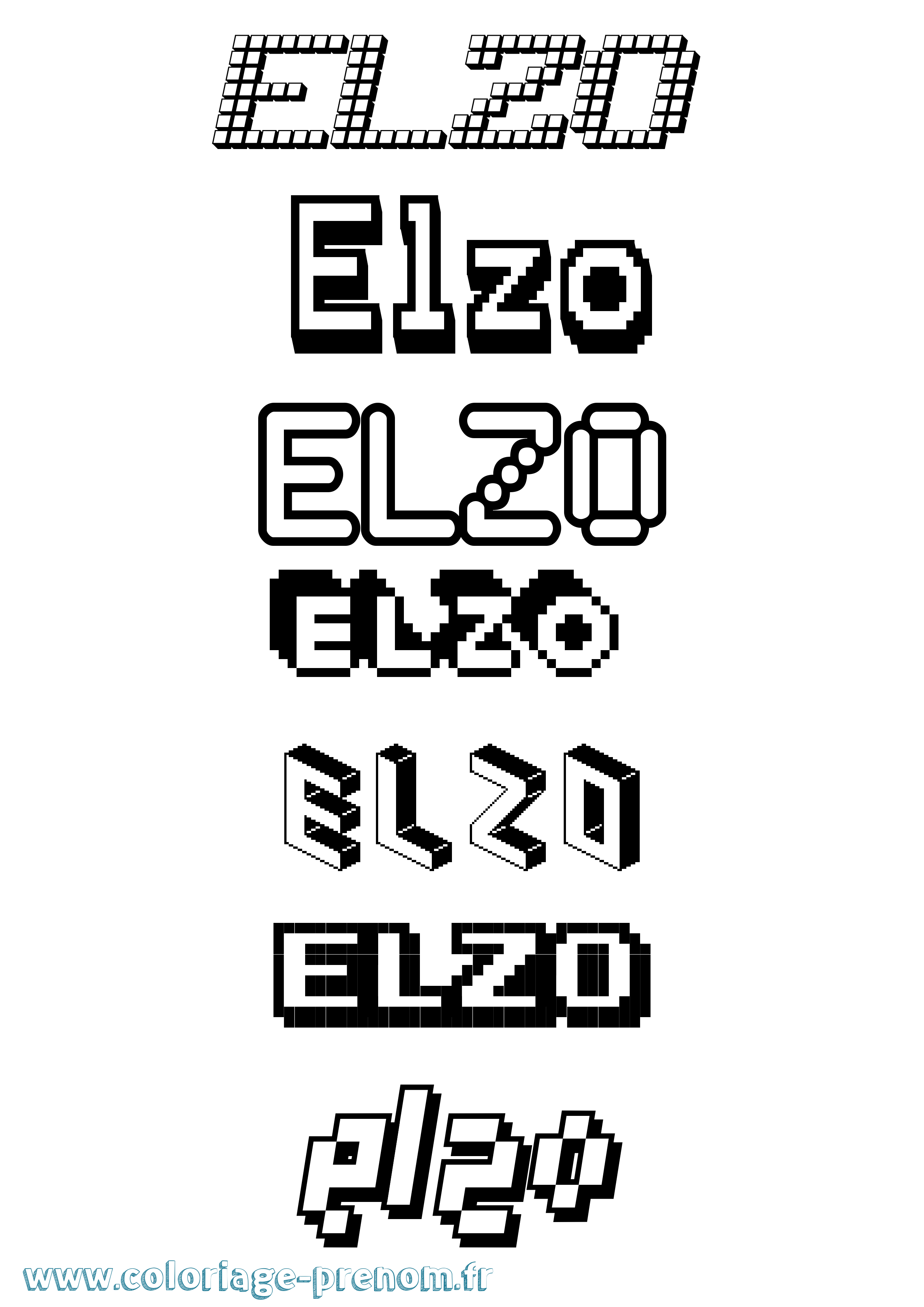 Coloriage Elzo Pixel Coloriage prénom Elzo Pixel