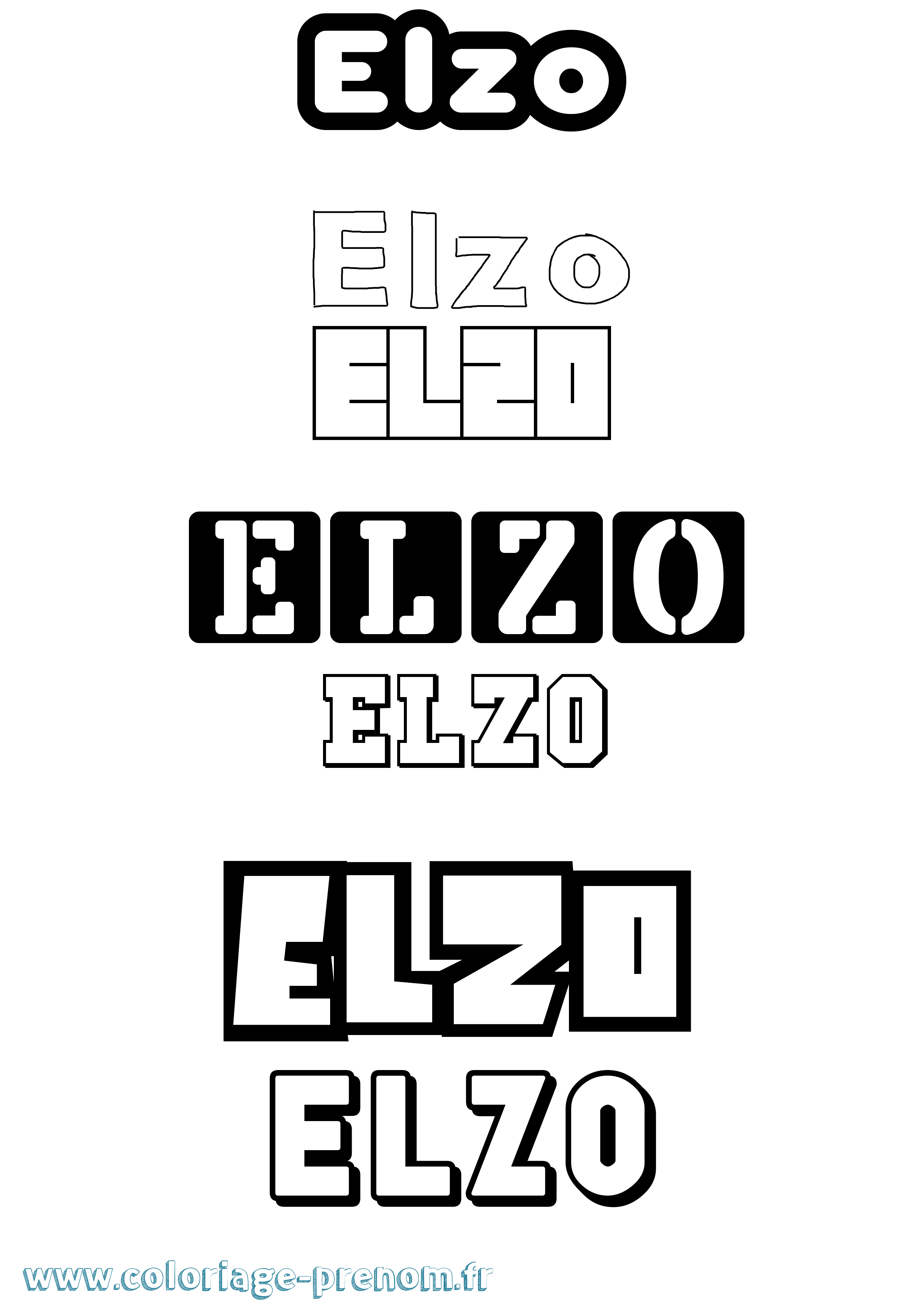 Coloriage Elzo Simple Coloriage prénom Elzo Simple