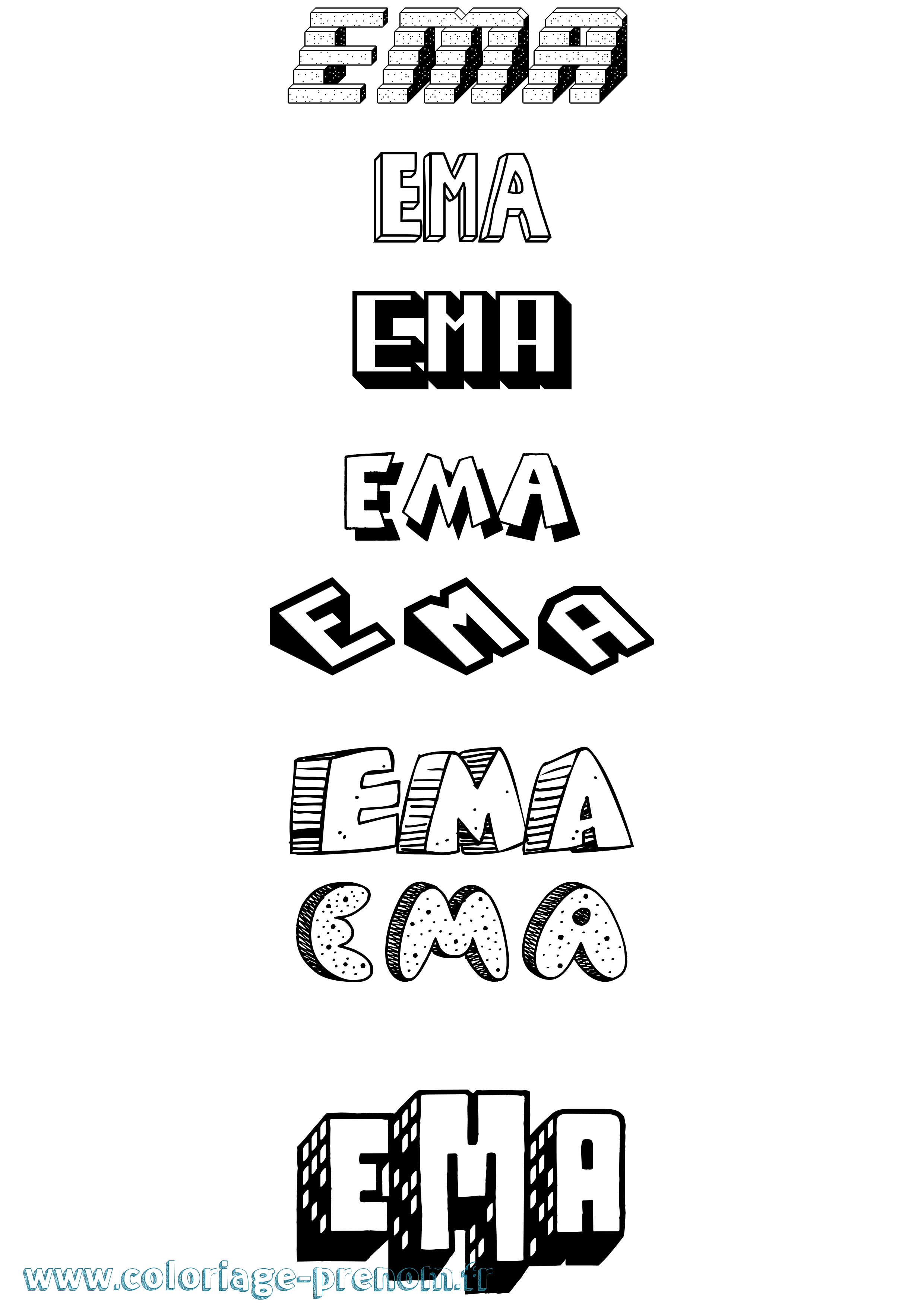 Coloriage prénom Ema