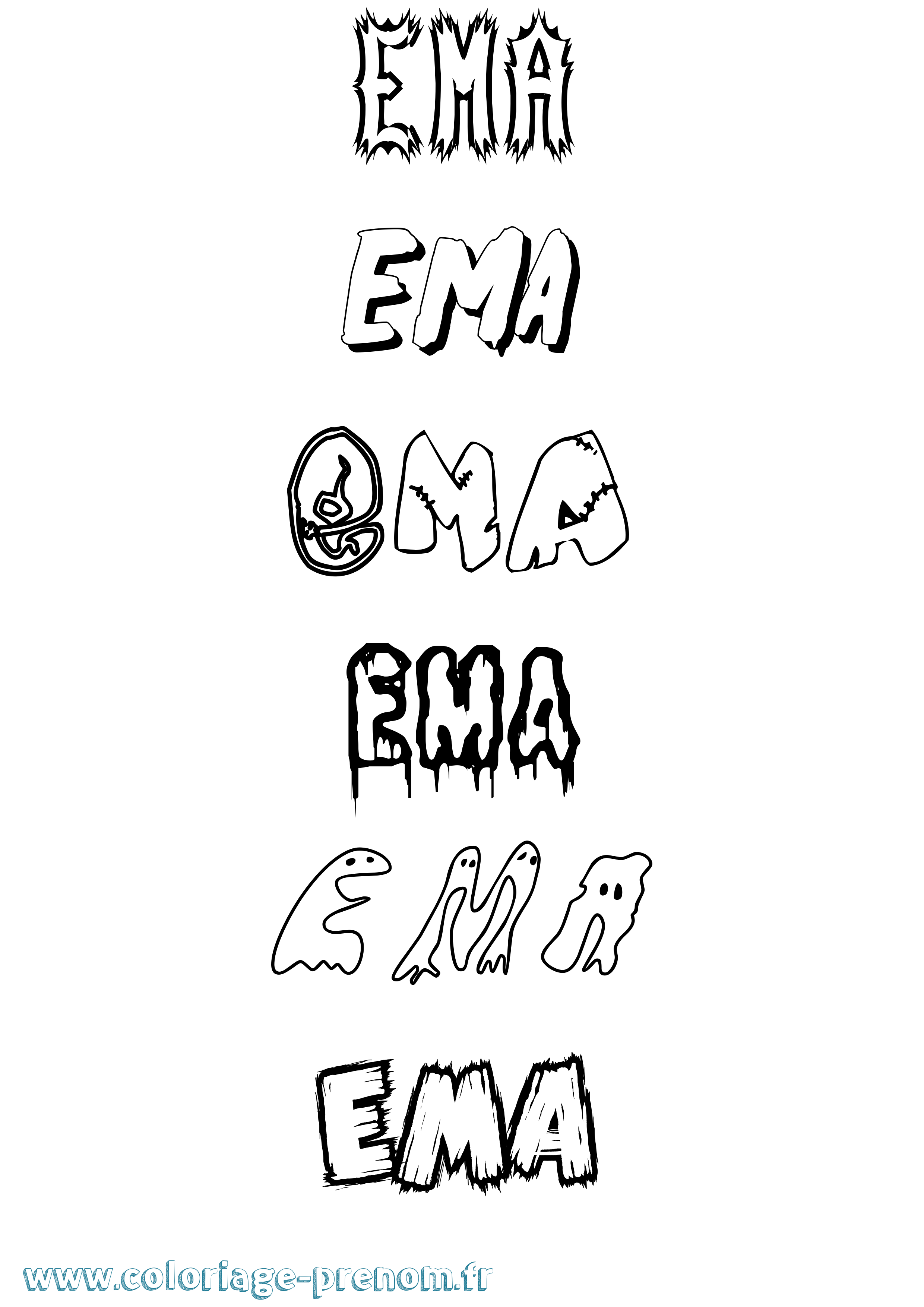 Coloriage prénom Ema