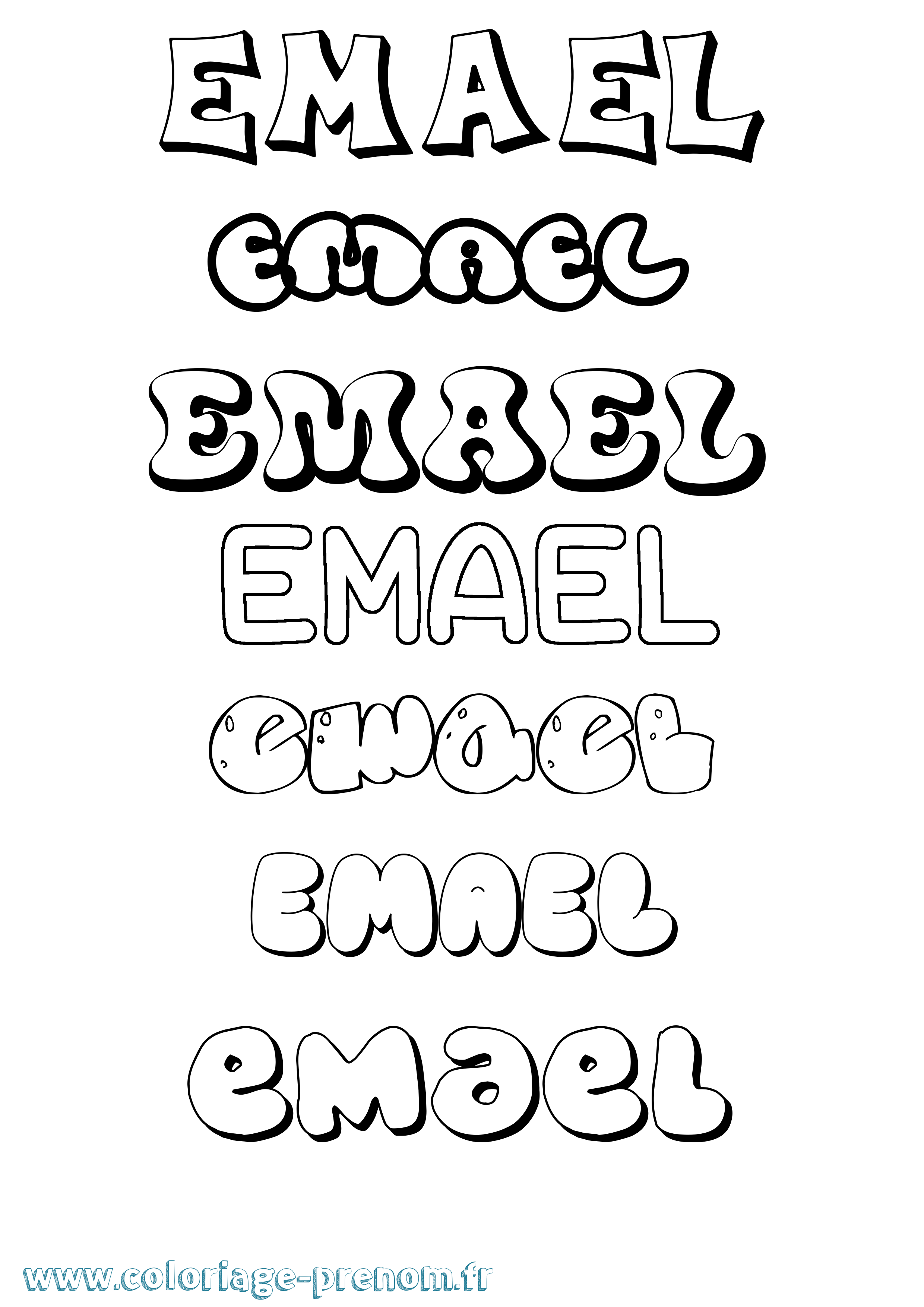 Coloriage prénom Emael Bubble