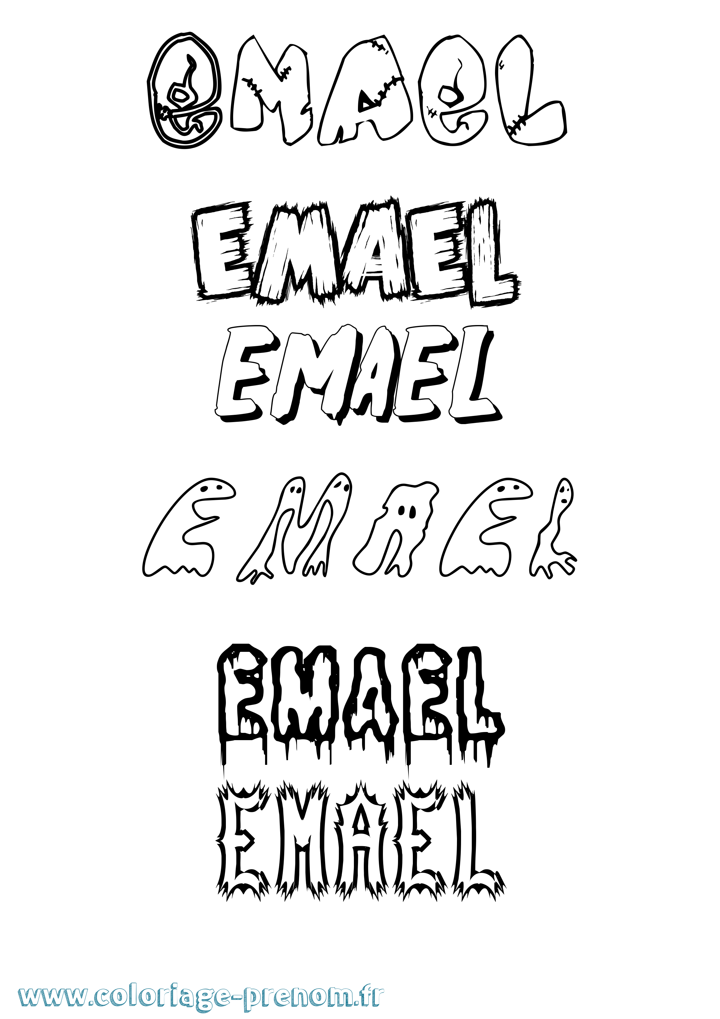 Coloriage prénom Emael Frisson