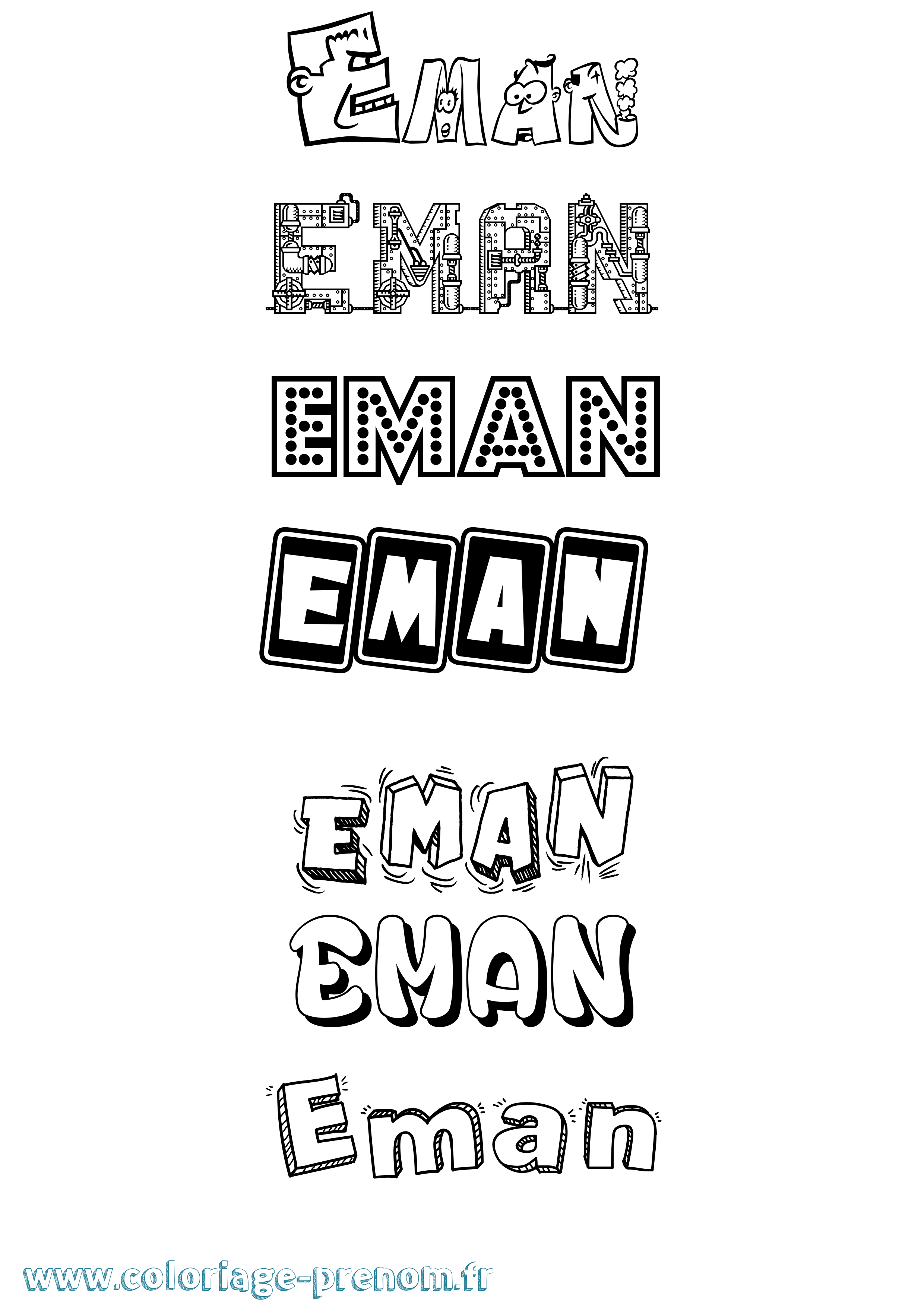 Coloriage prénom Eman Fun
