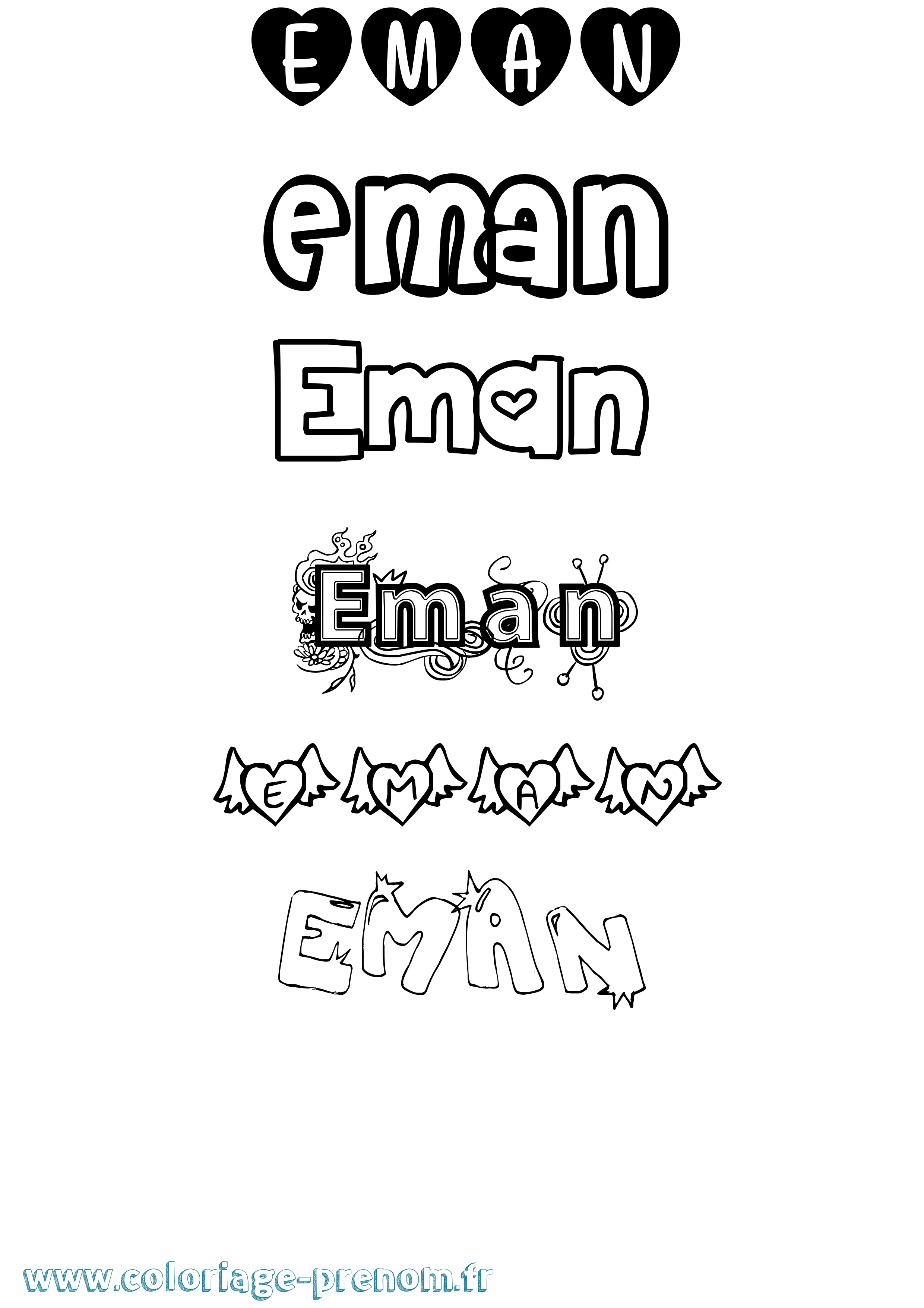 Coloriage prénom Eman Girly