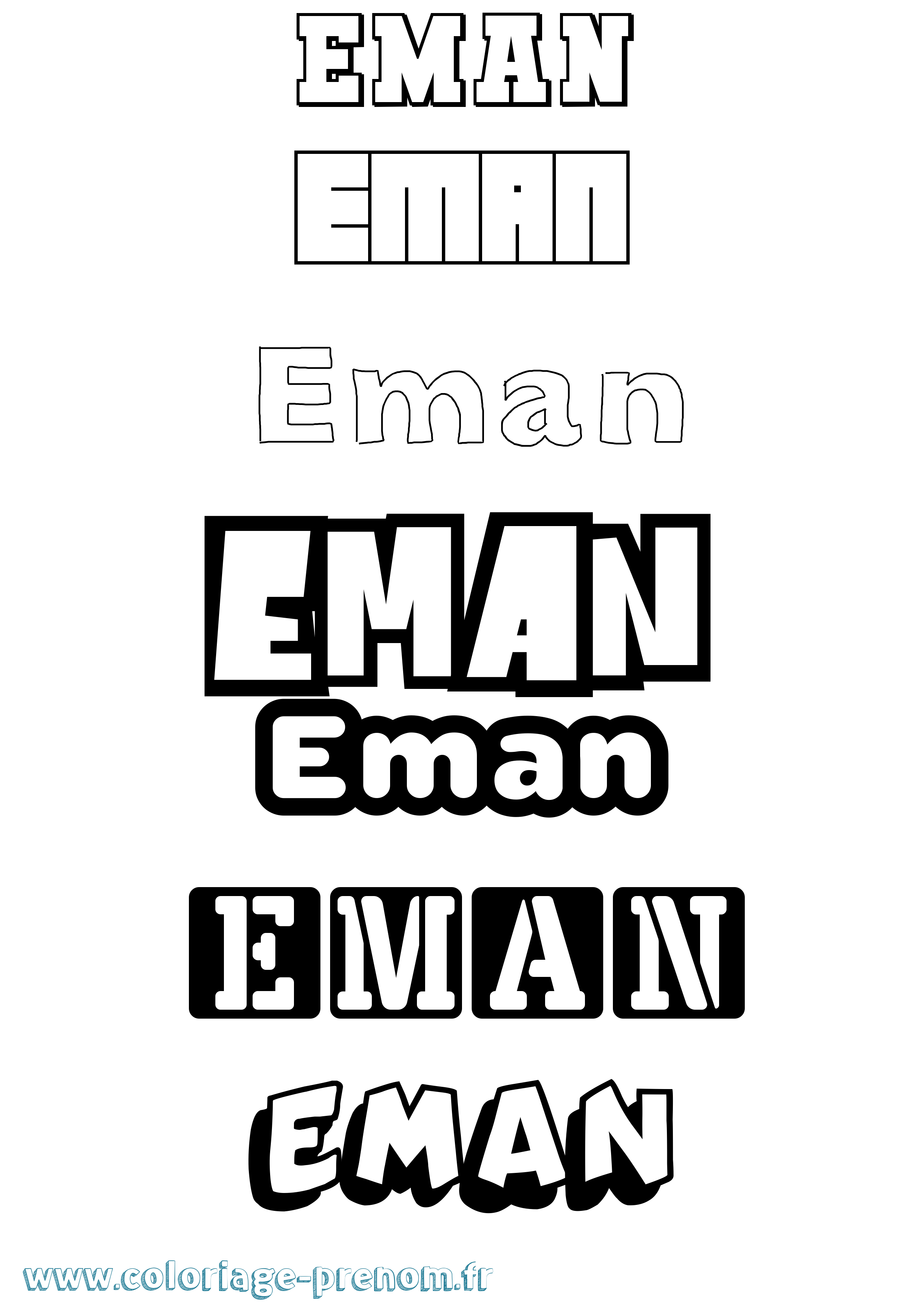 Coloriage prénom Eman Simple