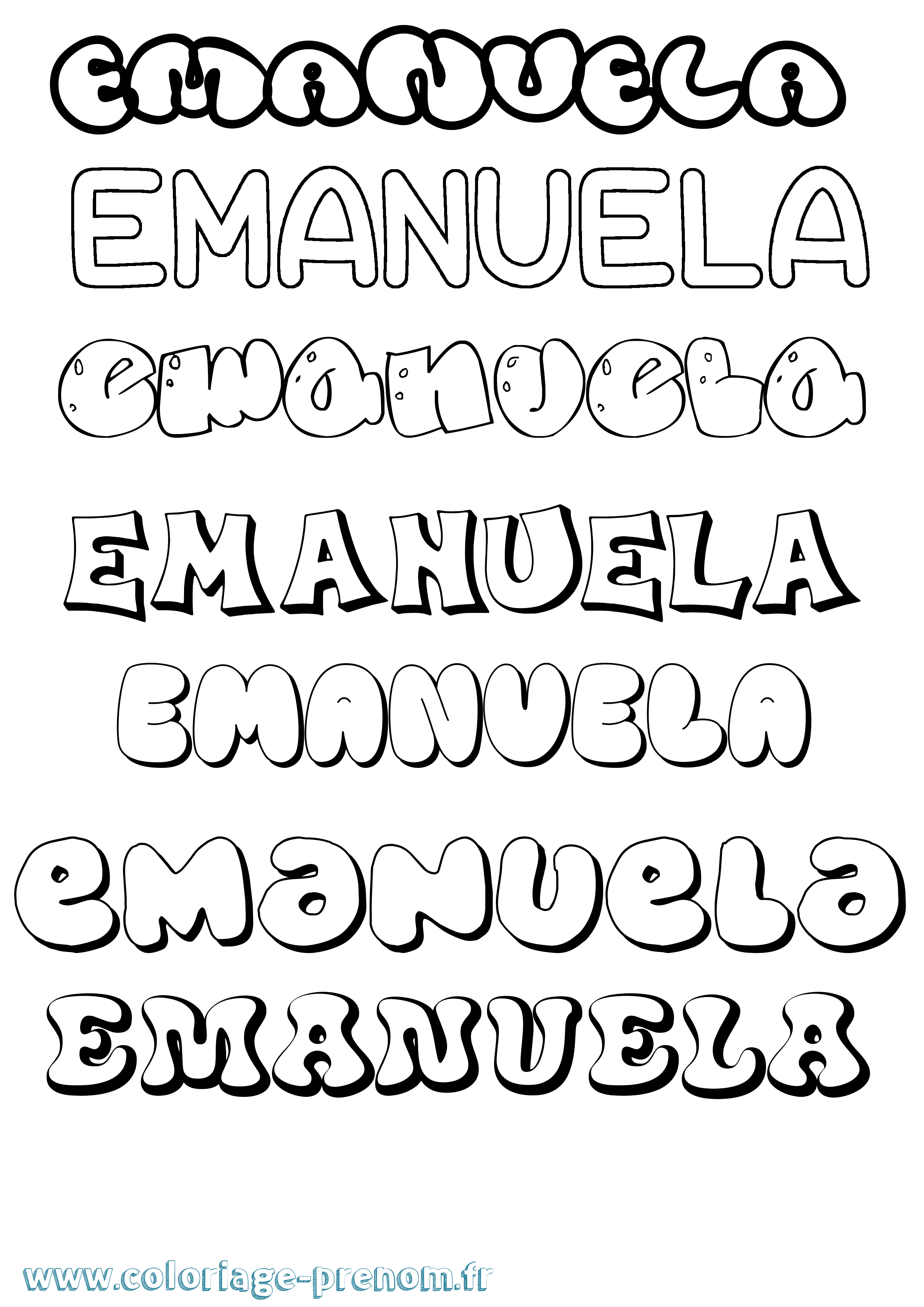 Coloriage prénom Emanuela Bubble