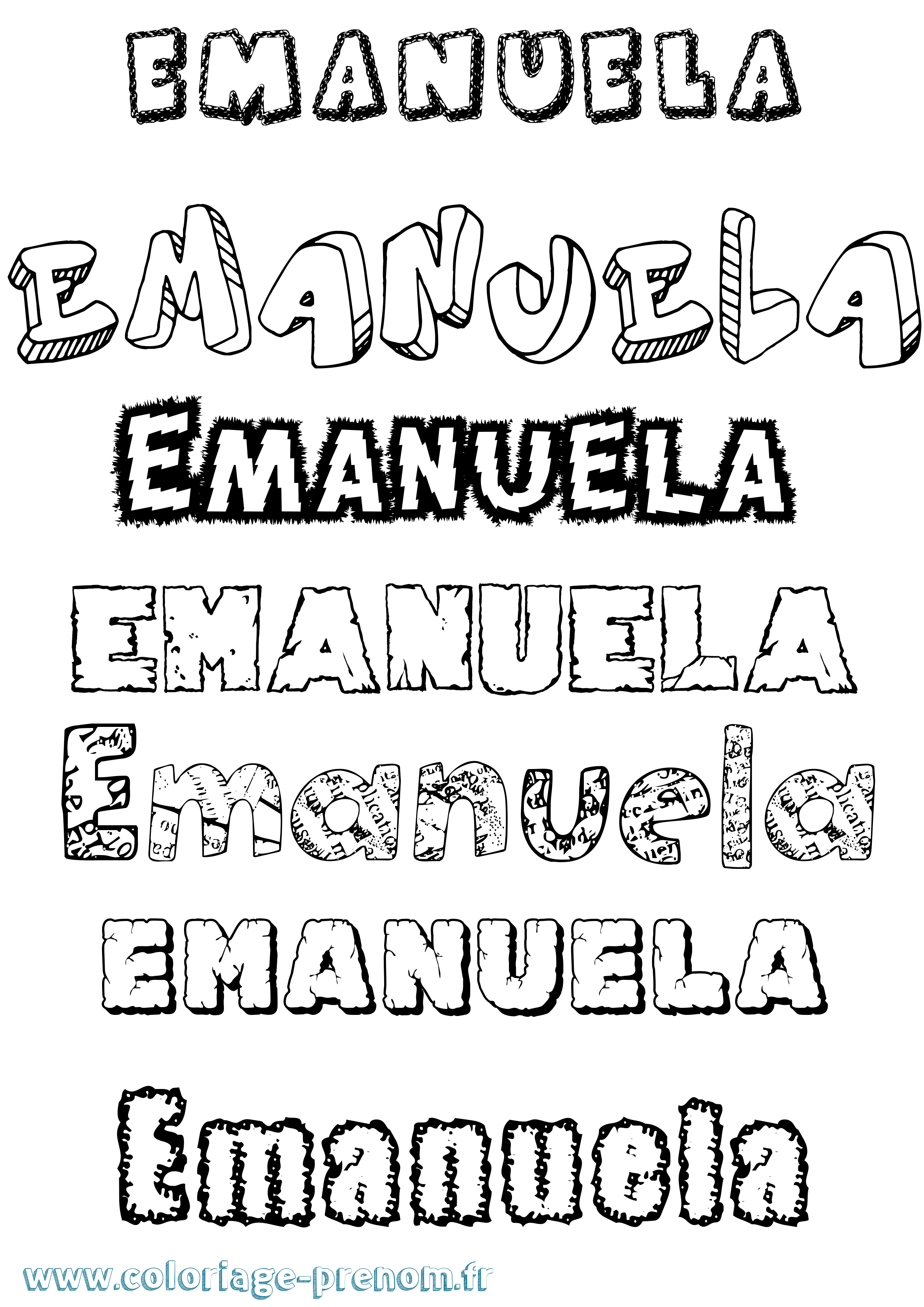 Coloriage prénom Emanuela Destructuré