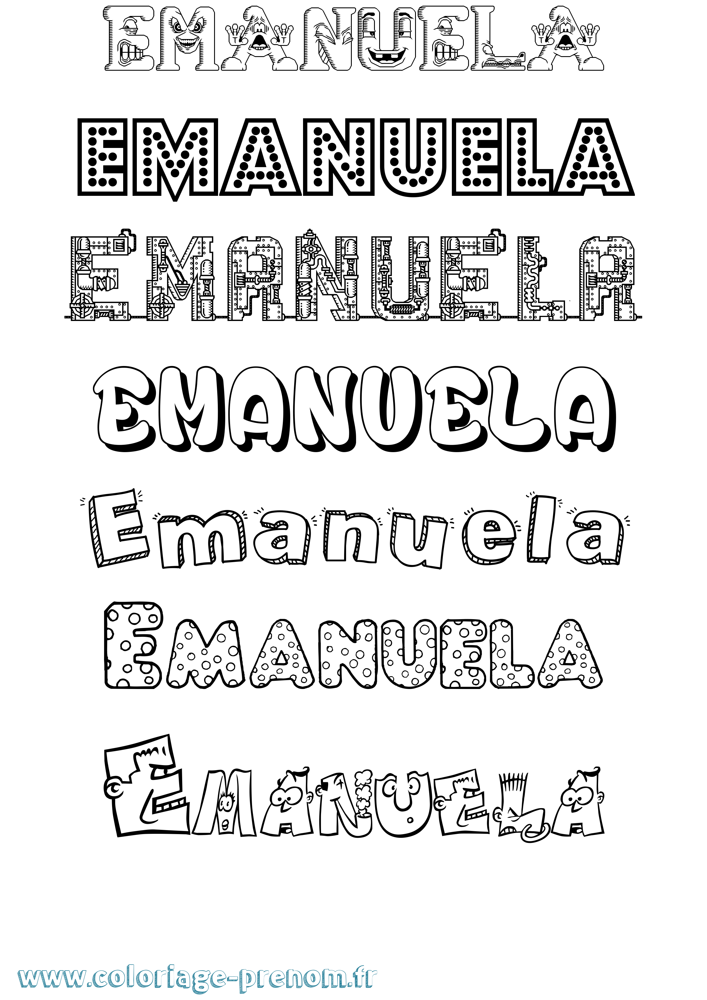 Coloriage prénom Emanuela Fun