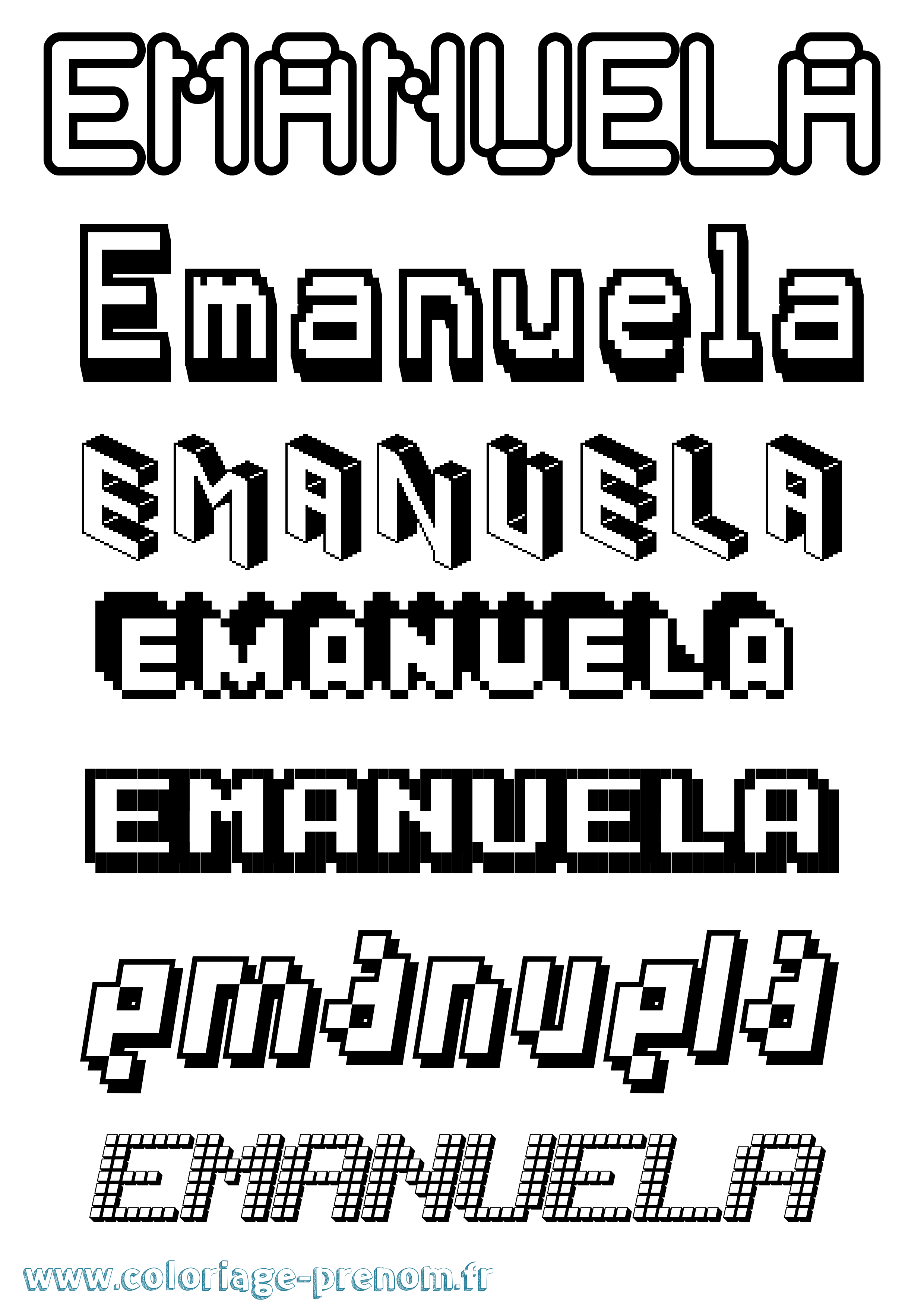 Coloriage prénom Emanuela Pixel