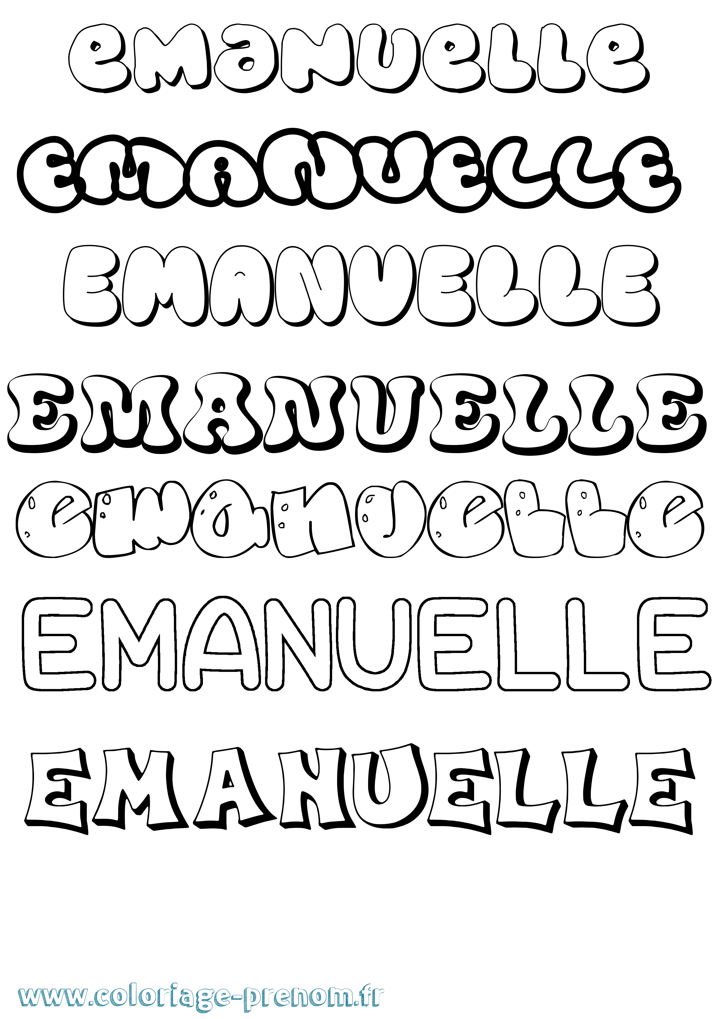 Coloriage prénom Emanuelle Bubble